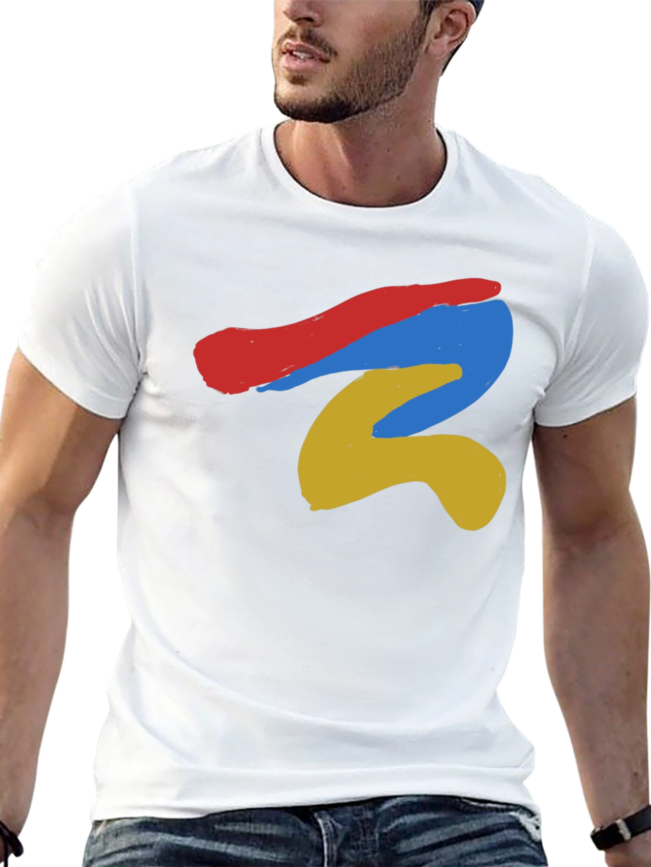 Black Abstract Color Stroke Graphic Tee - Modern Art Shirt view 13