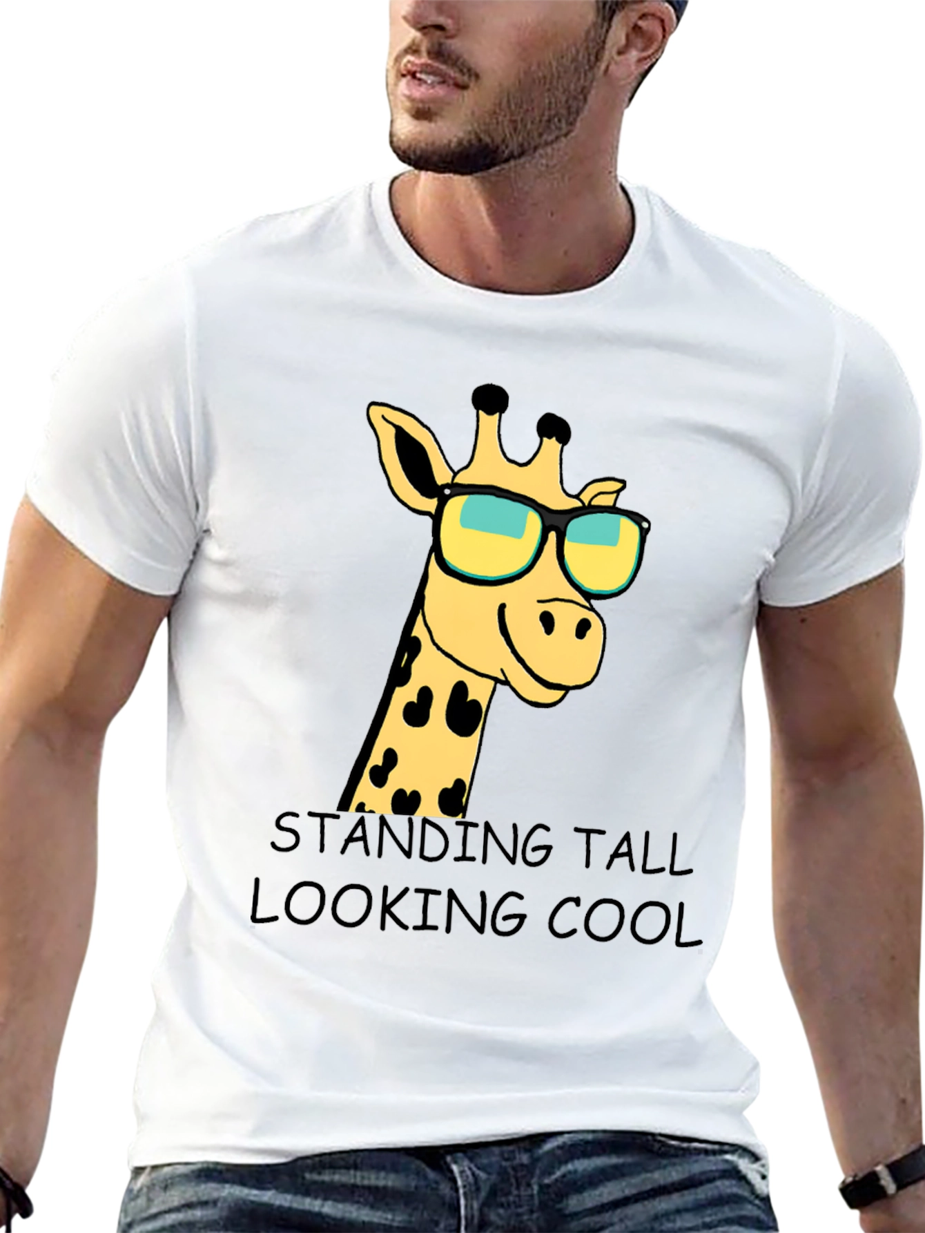 Black Giraffe Sunglasses Graphic T-Shirt: Standing Tall Looking Cool view 13