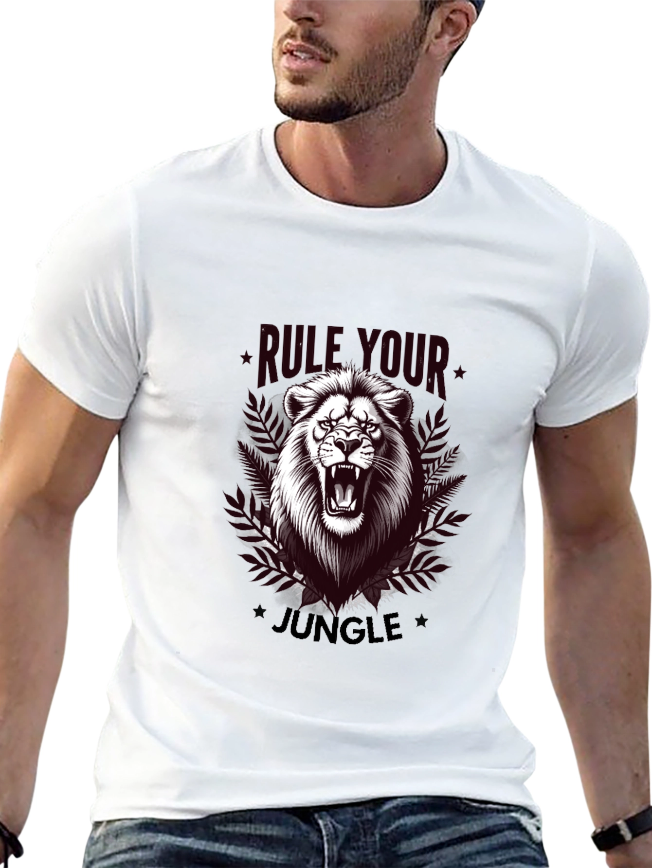 Black Rule Your Jungle Lion Graphic T-Shirt view 13