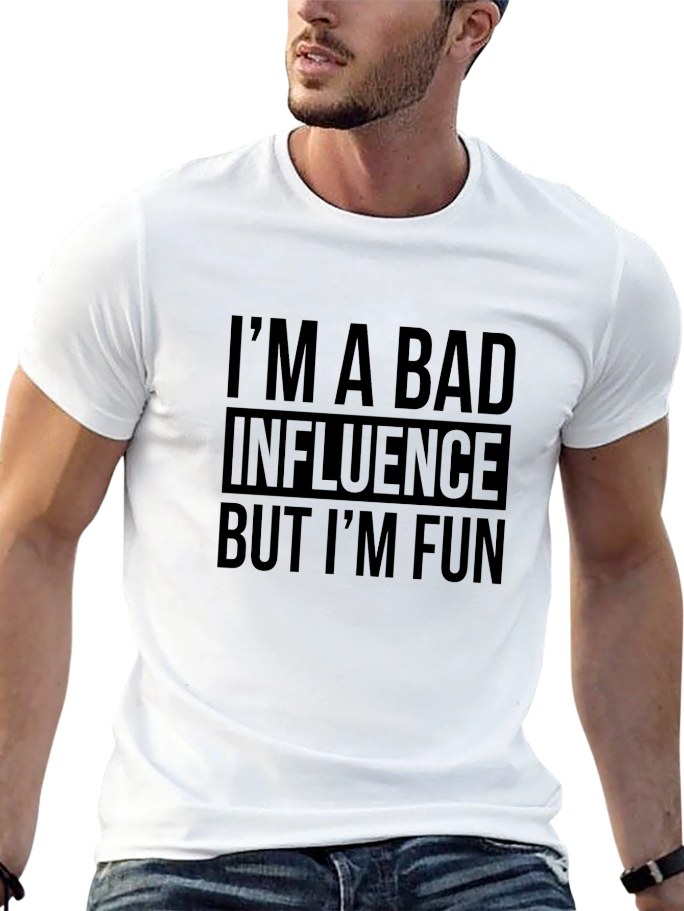Black Bad Influence Fun Graphic T-Shirt view 13