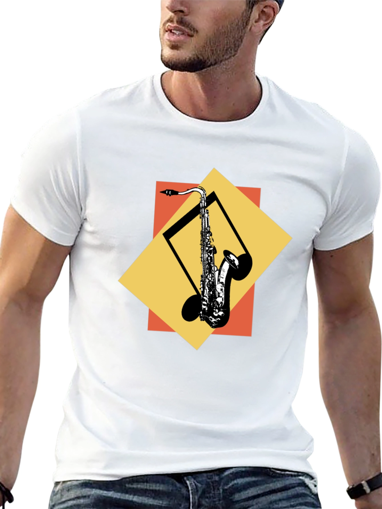 Black Saxophone Graphic Tee - Cool Music Lover Shirt view 13