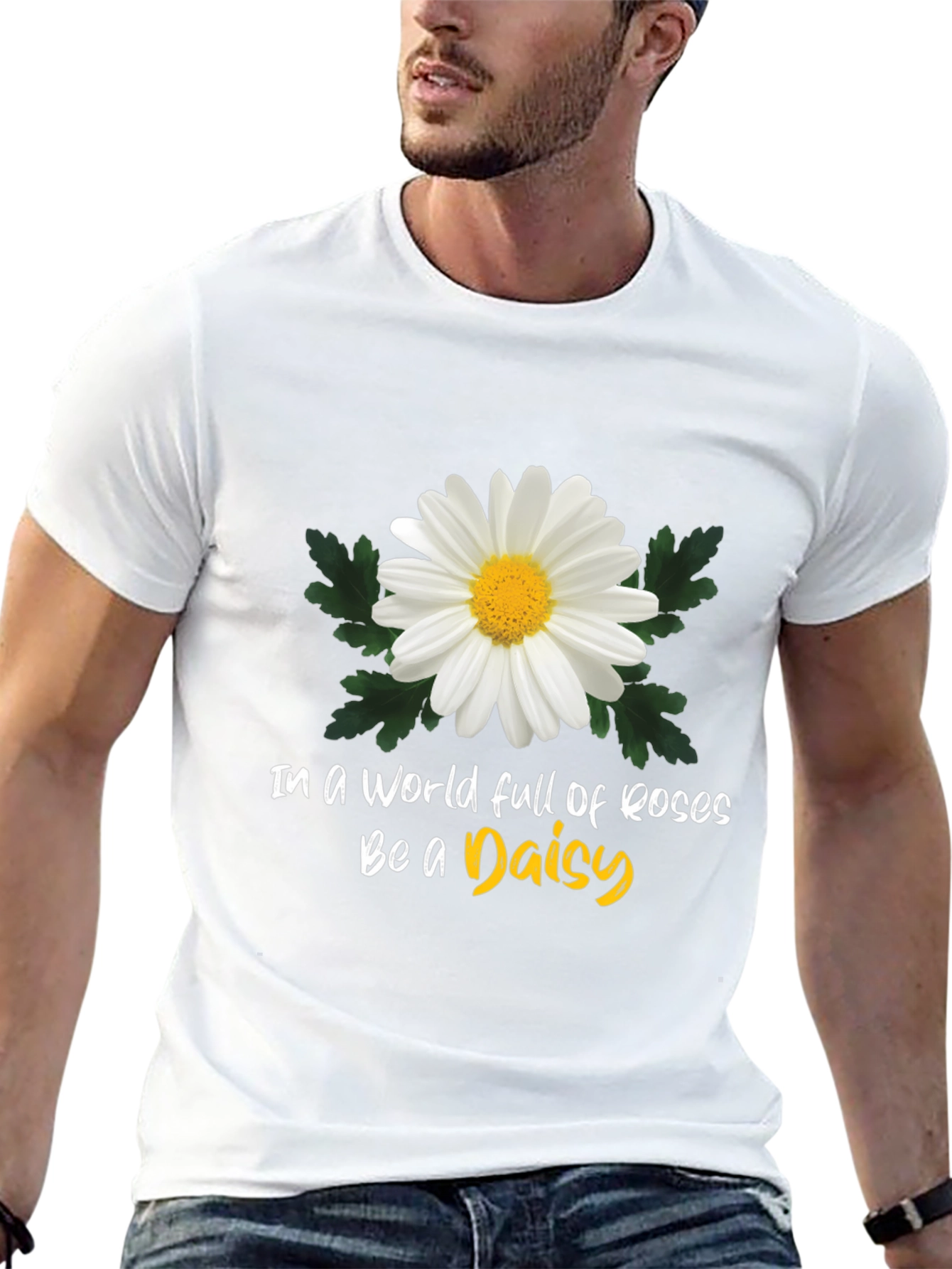 Black Be a Daisy T-Shirt: Unique Floral Graphic Tee view 13