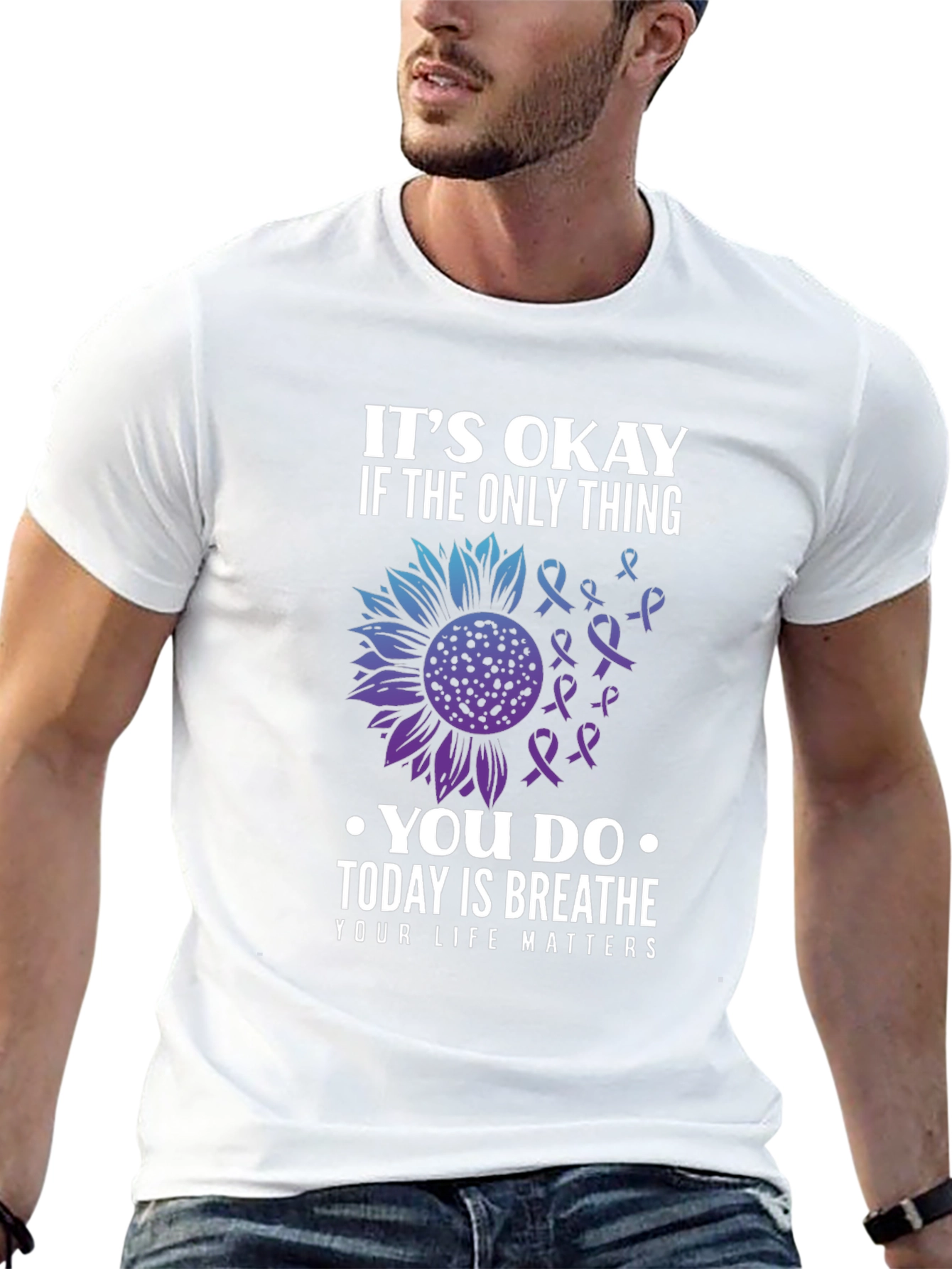 Black It's Okay To Breathe Graphic T-Shirt view 13