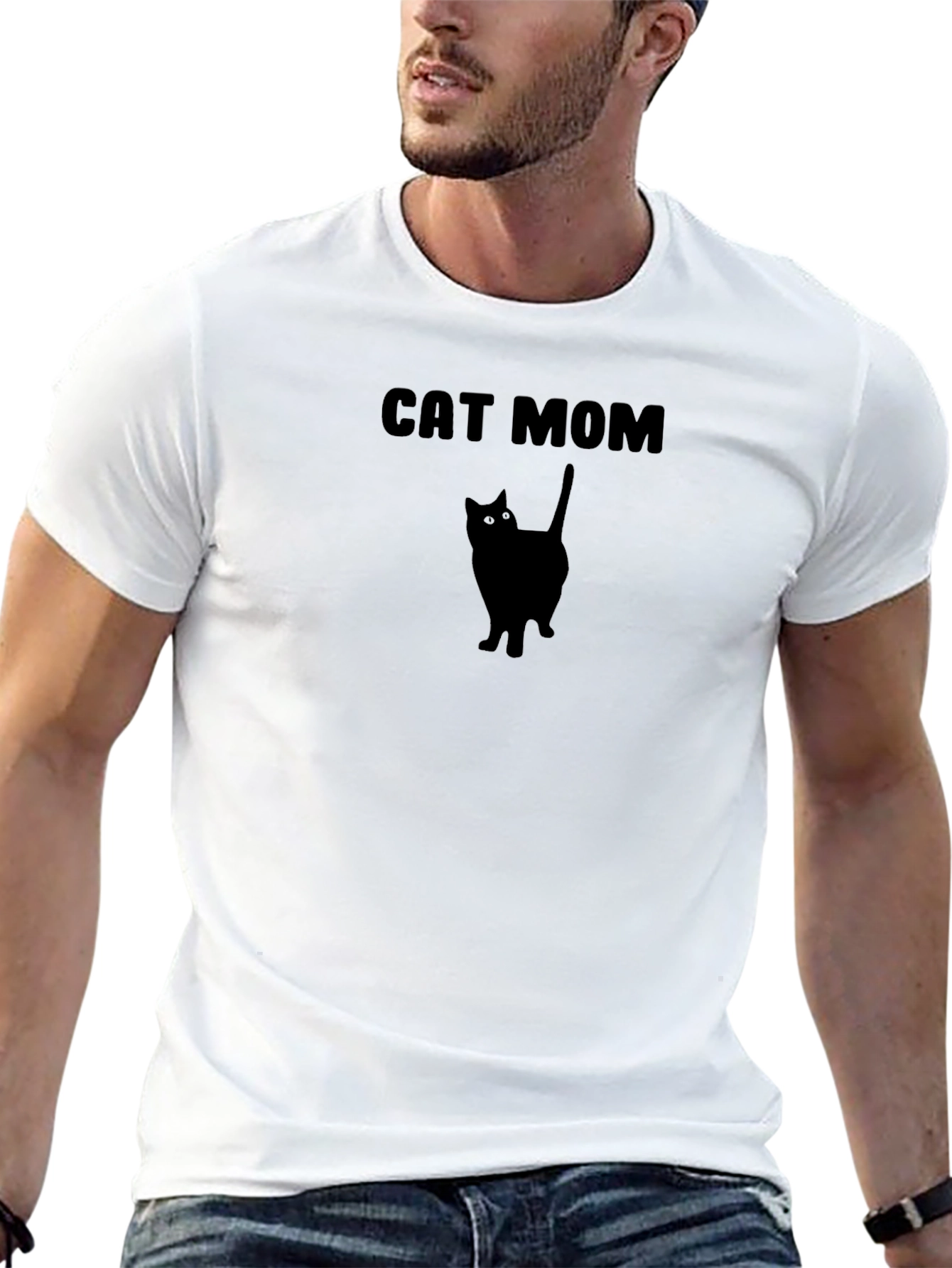 Black Cat Mom T-Shirt - Black Cat Silhouette view 13