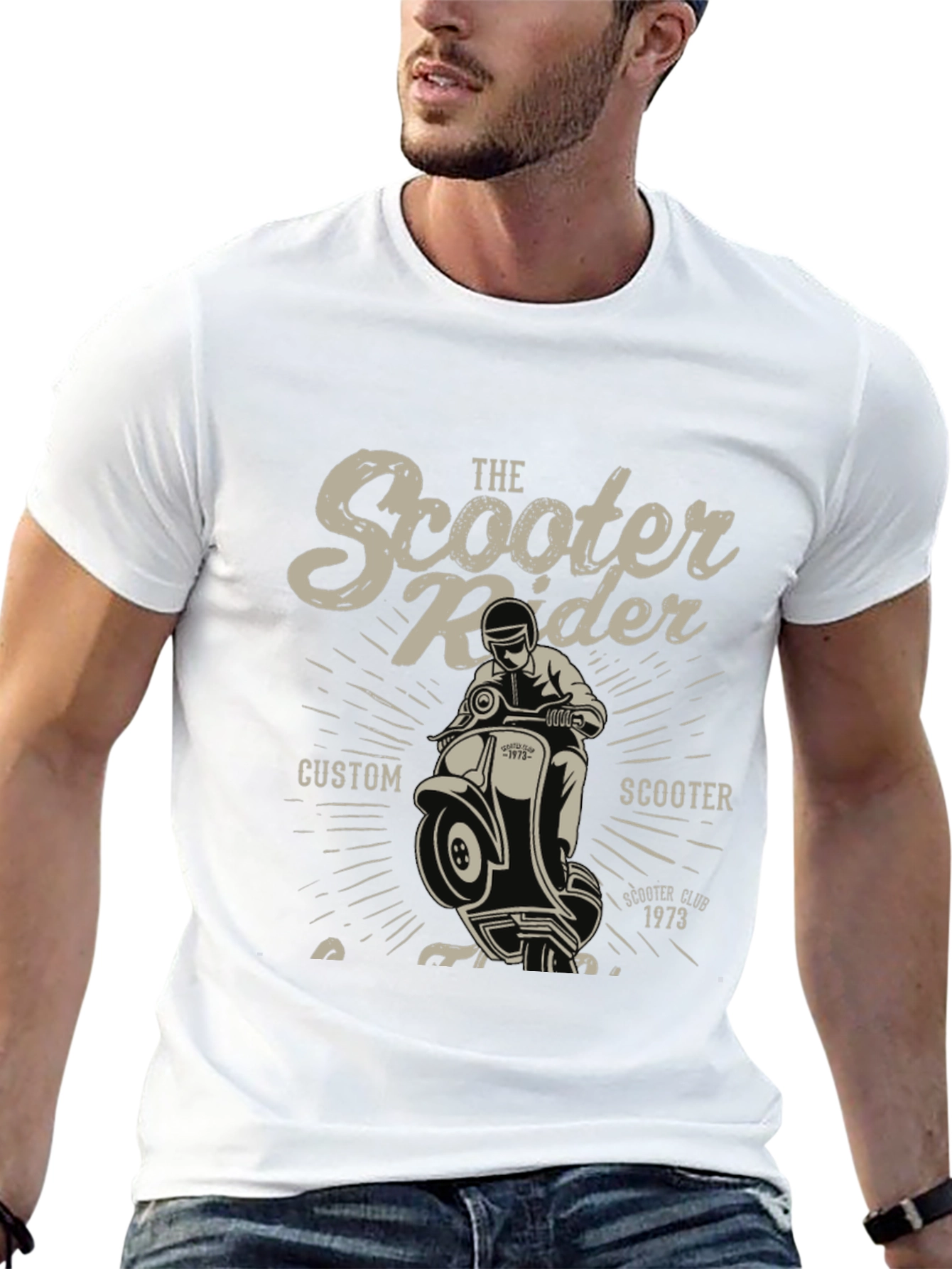 Black Vintage Scooter Rider Graphic Tee - Custom Scooter Club view 13