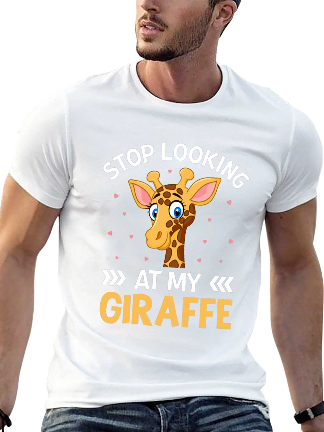Black Stop Looking At My Giraffe T-Shirt - Novelty Graphic Tee view 13