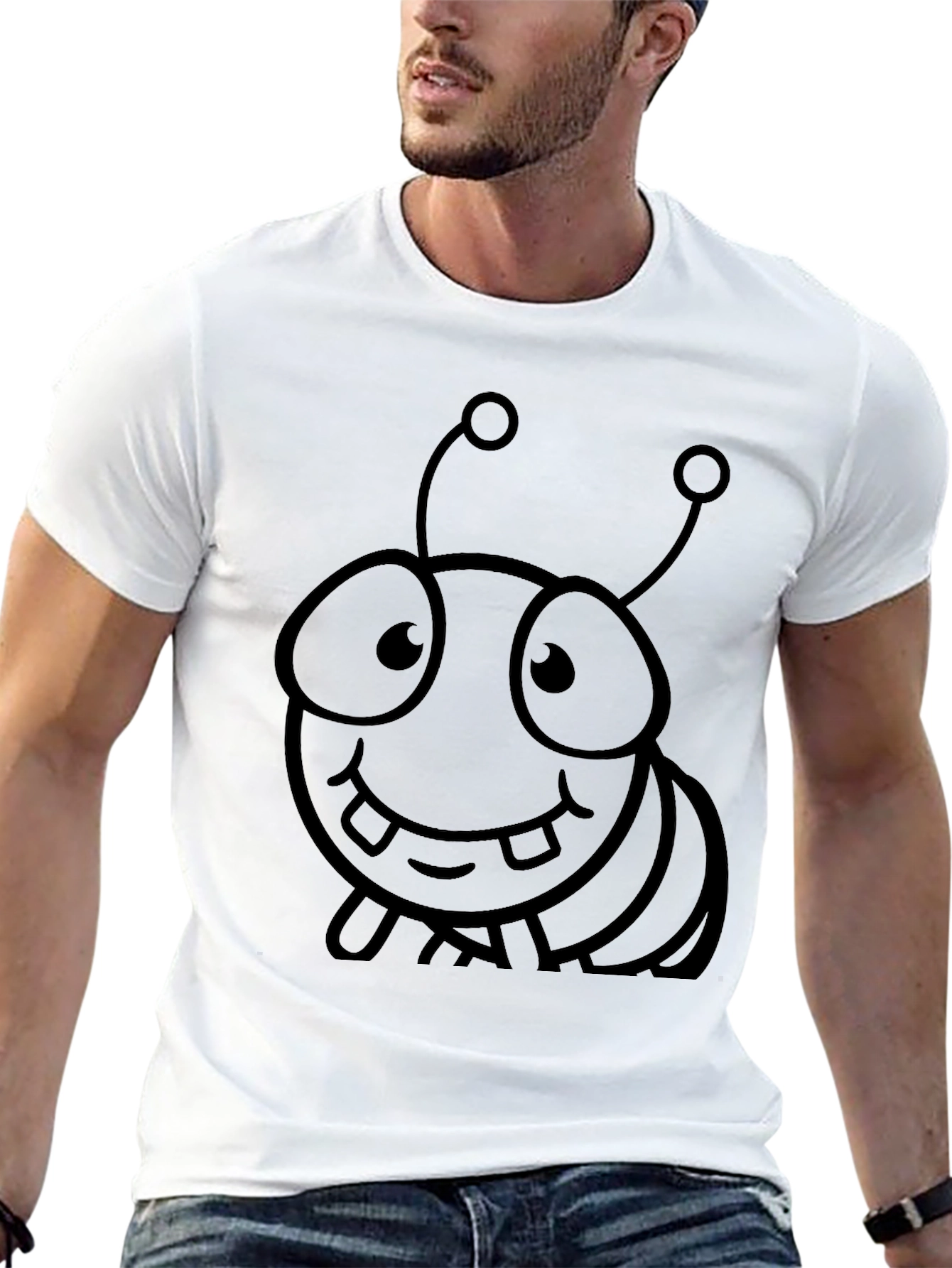 Black Cute Cartoon Bug Graphic T-Shirt view 13
