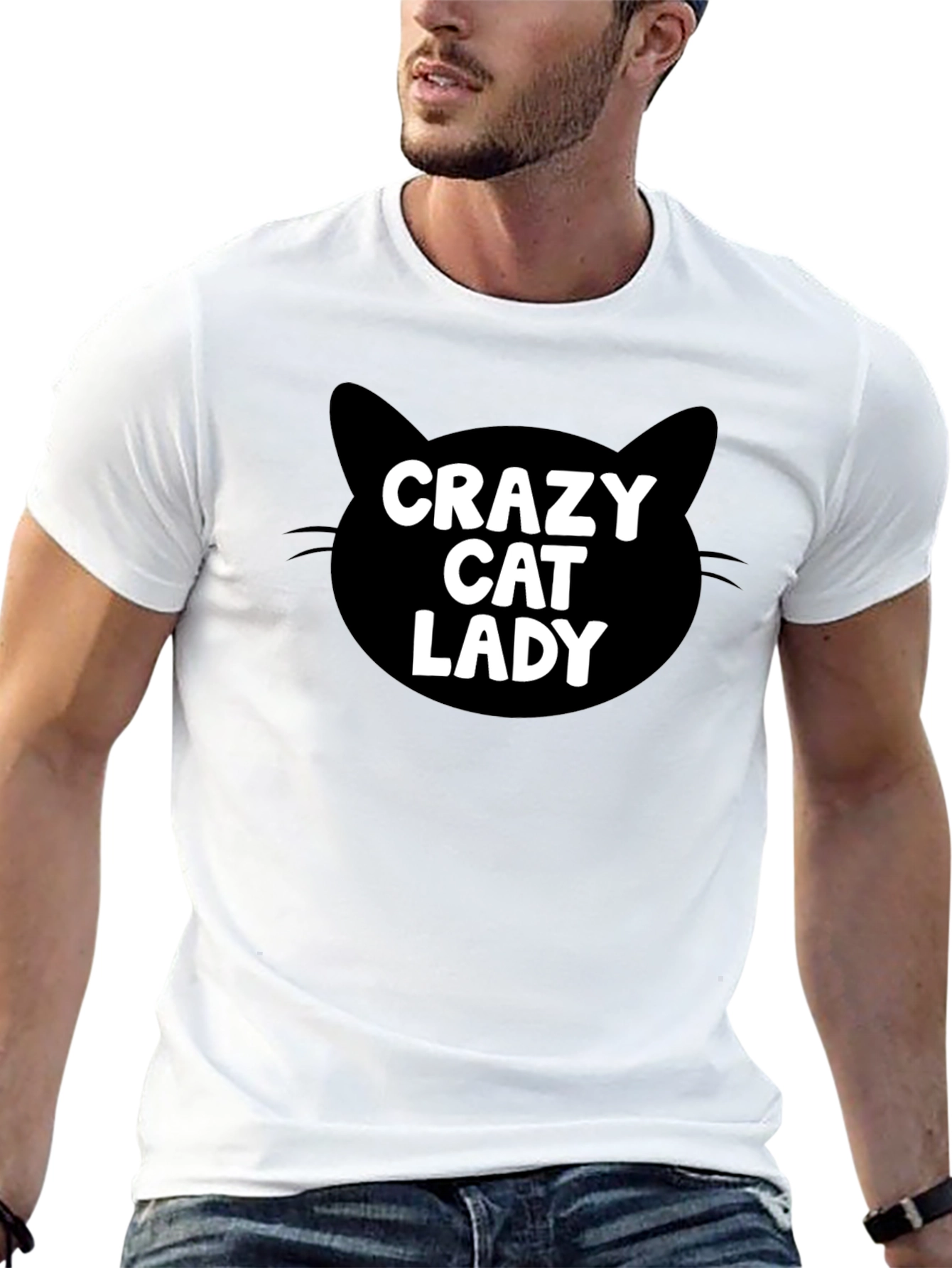 Black Crazy Cat Lady T-Shirt - Black view 13