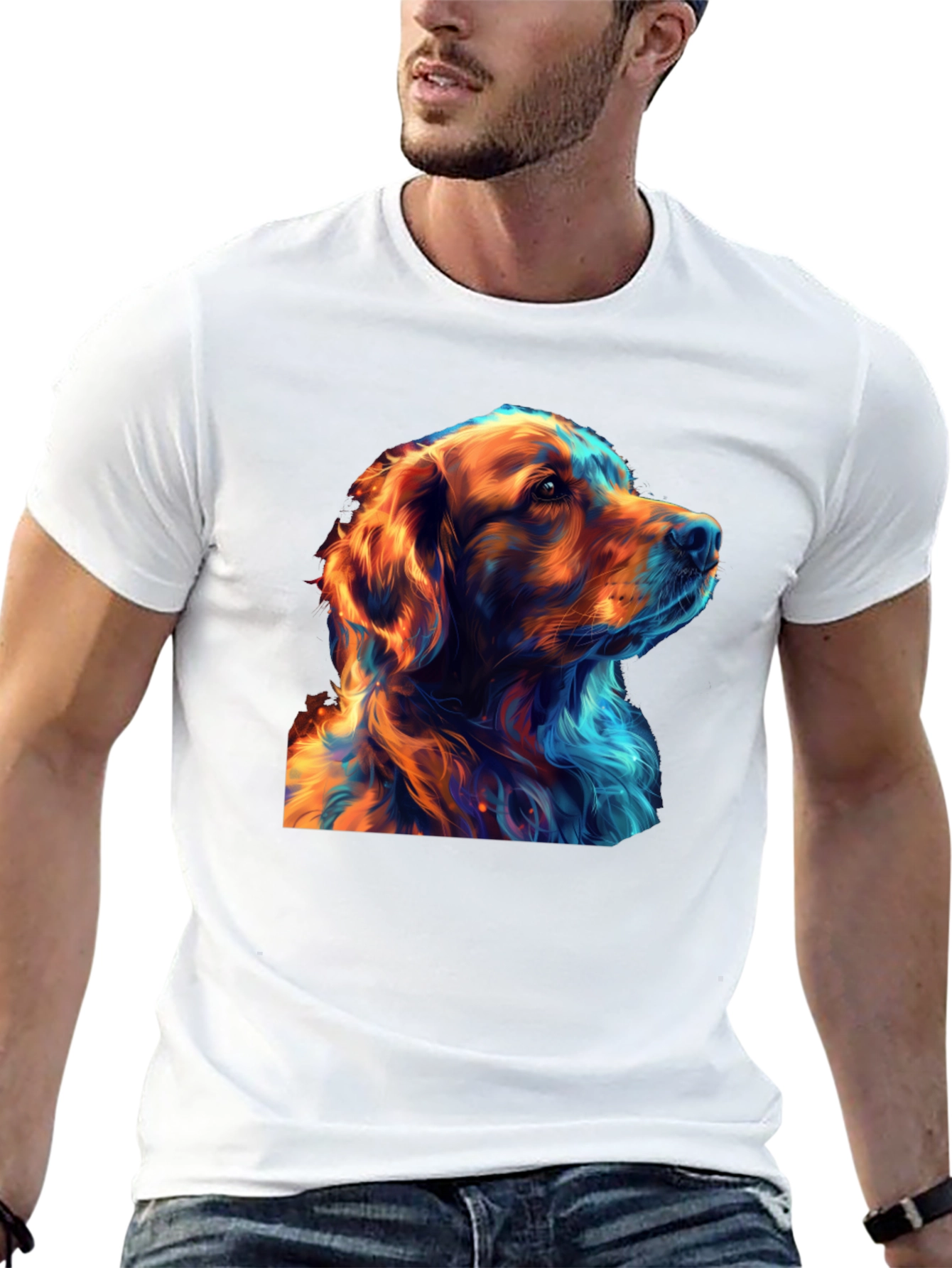 Cool Dog Art Graphic Black T-Shirt - 13