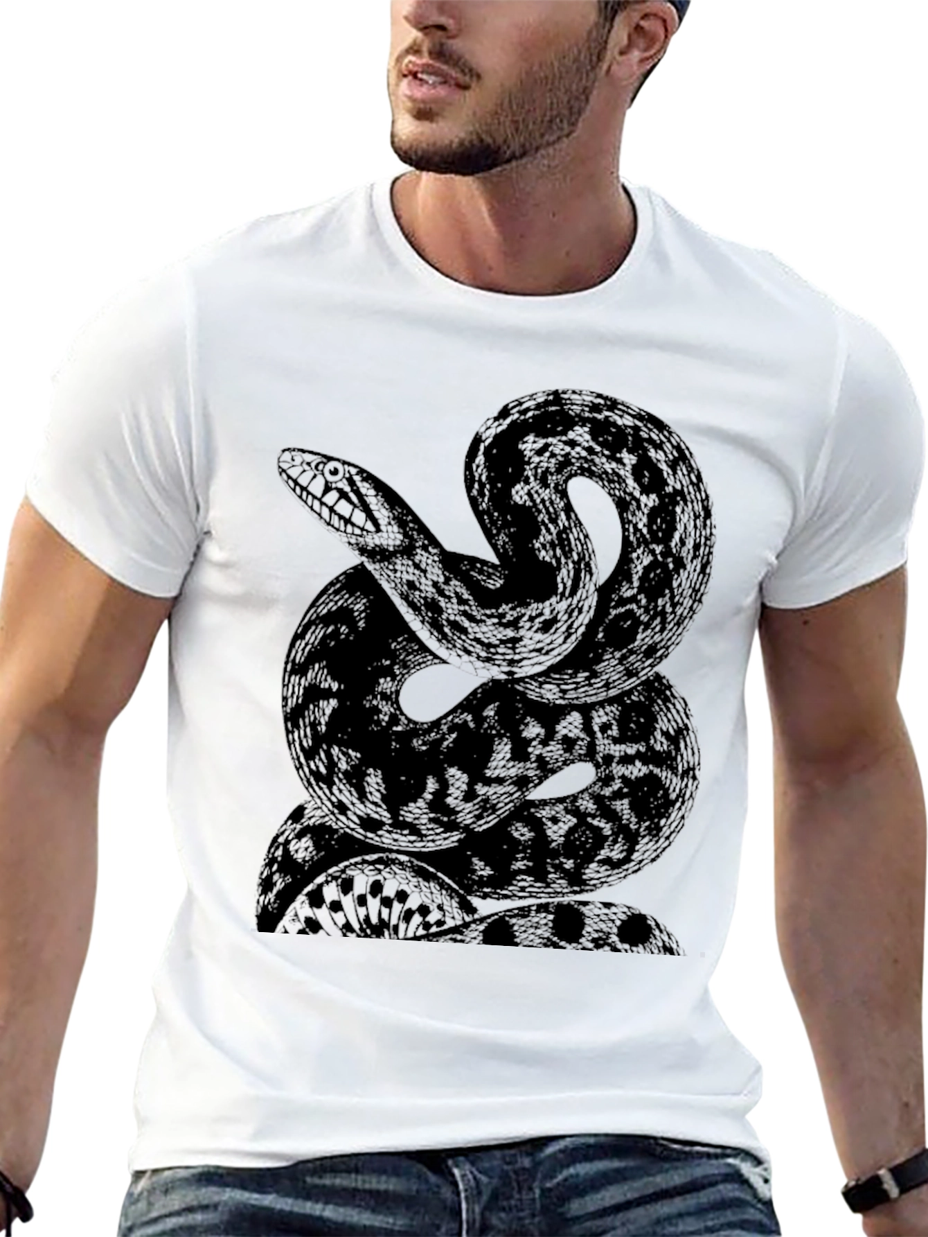 Black Snake Graphic Print Black T-Shirt view 13