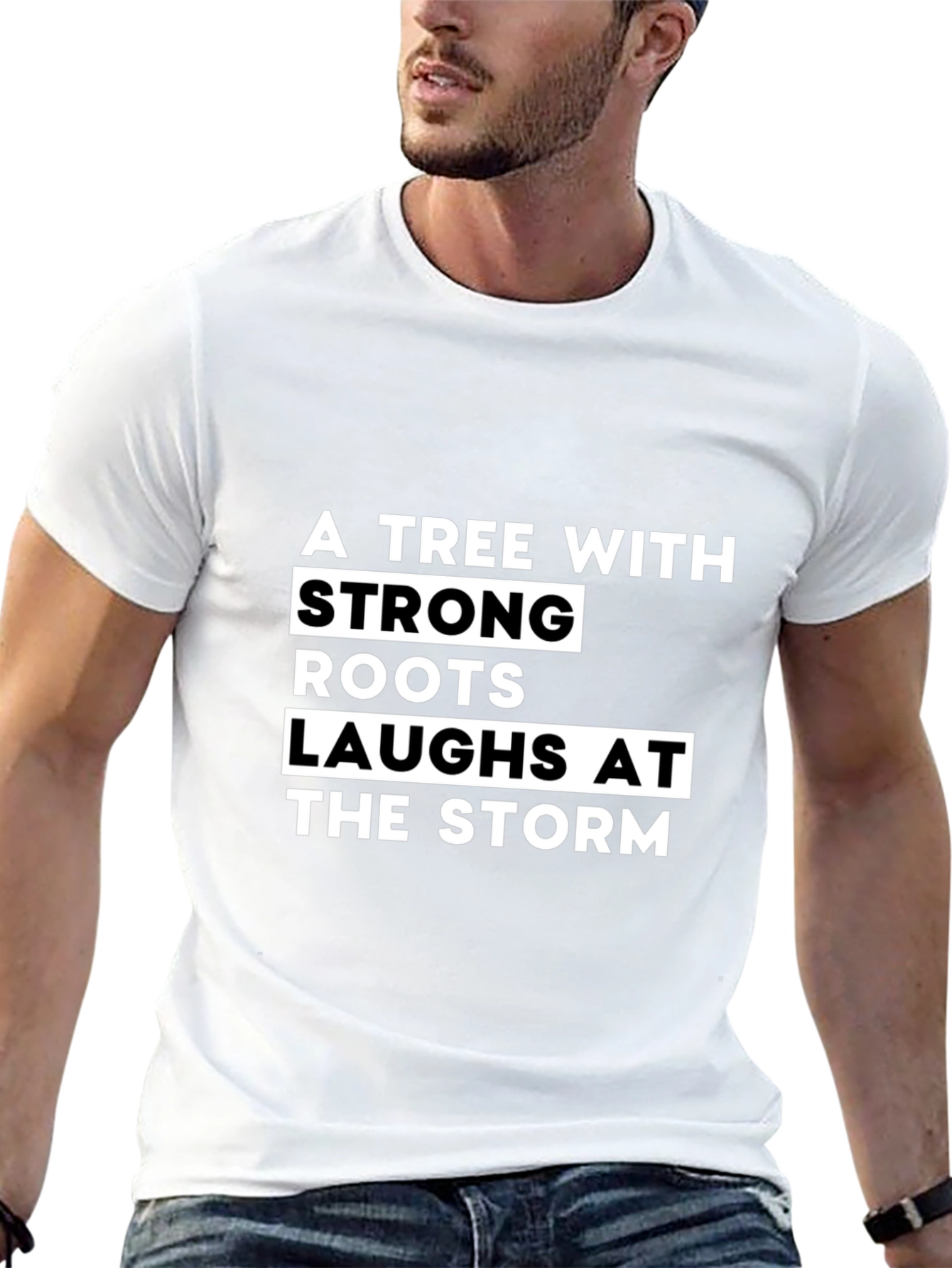 Black Strong Roots Tree Graphic Tee - Unisex Black T-Shirt view 13