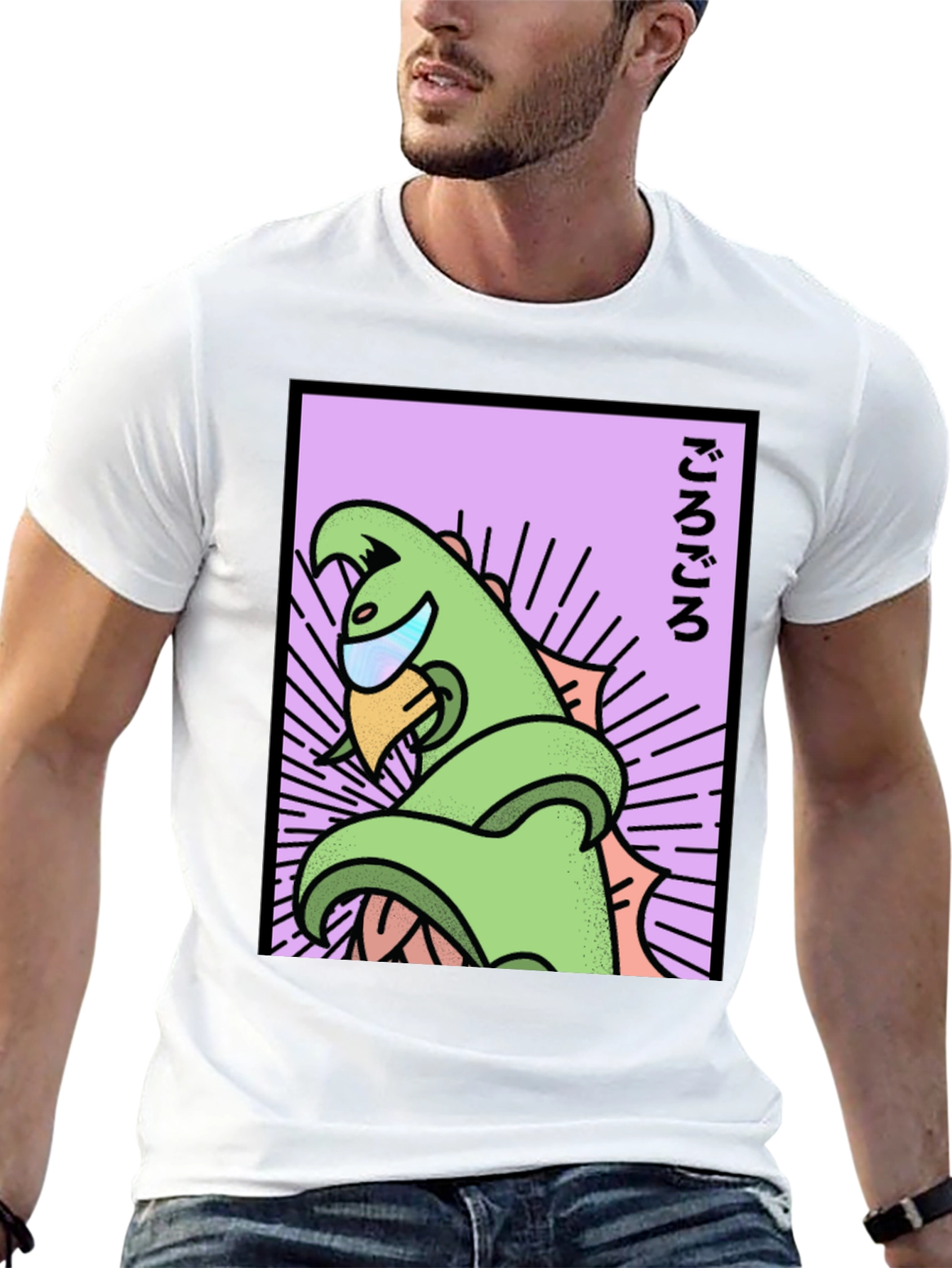 Black Retro Japanese Dino T-Shirt - Black view 13