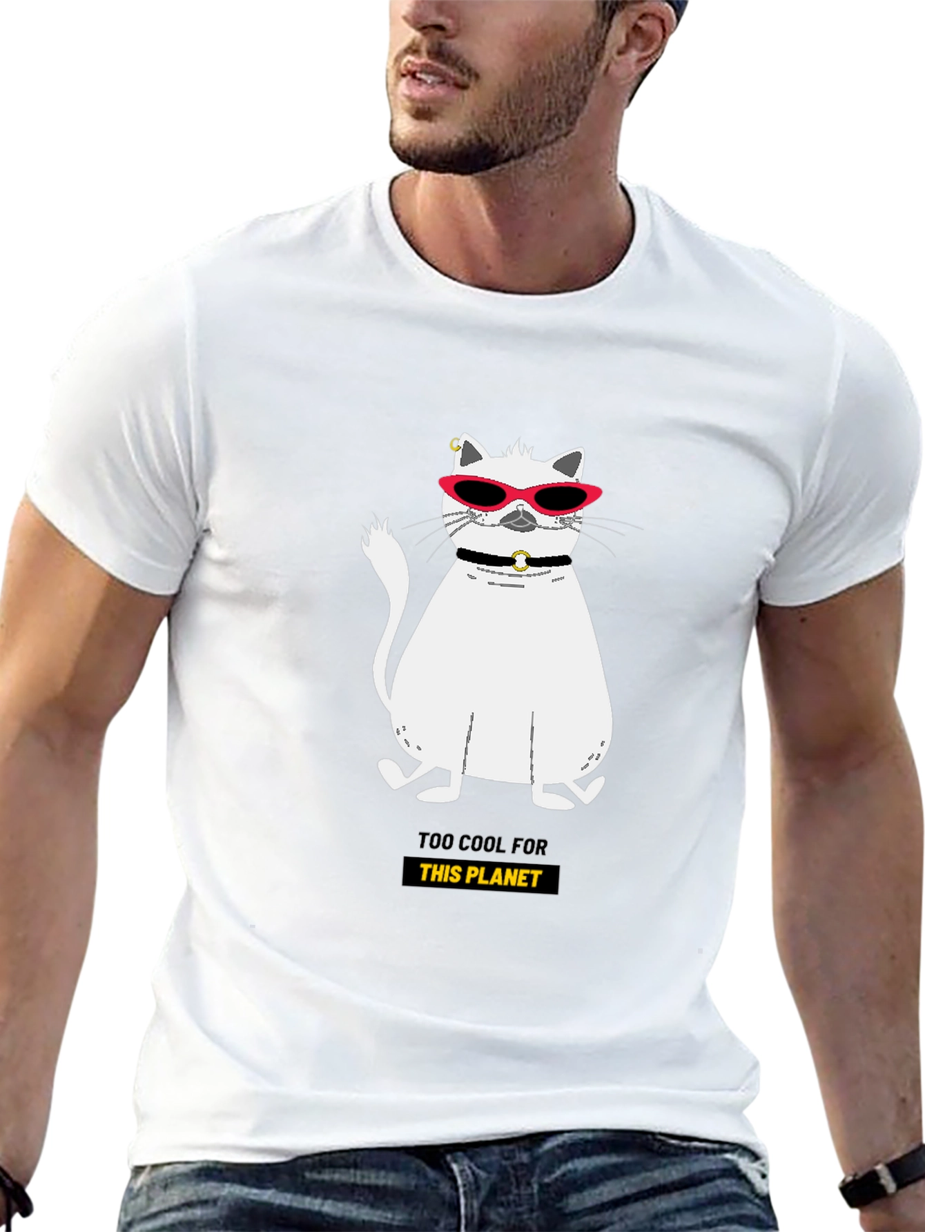 Black Cool Cat Graphic Tee - Too Cool For This Planet view 13