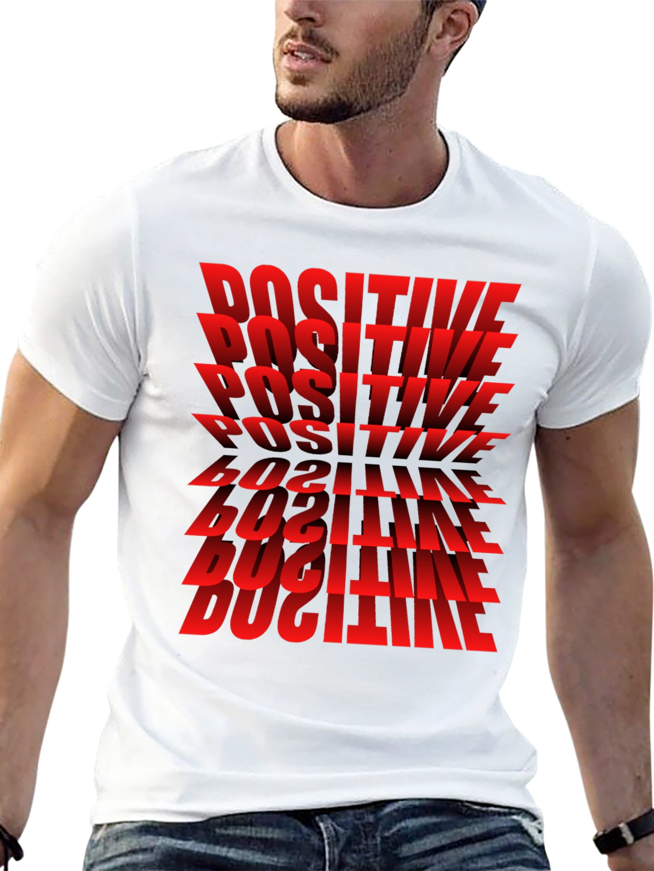 Black Positive Graphic T-Shirt - Bold Red Text Design view 13