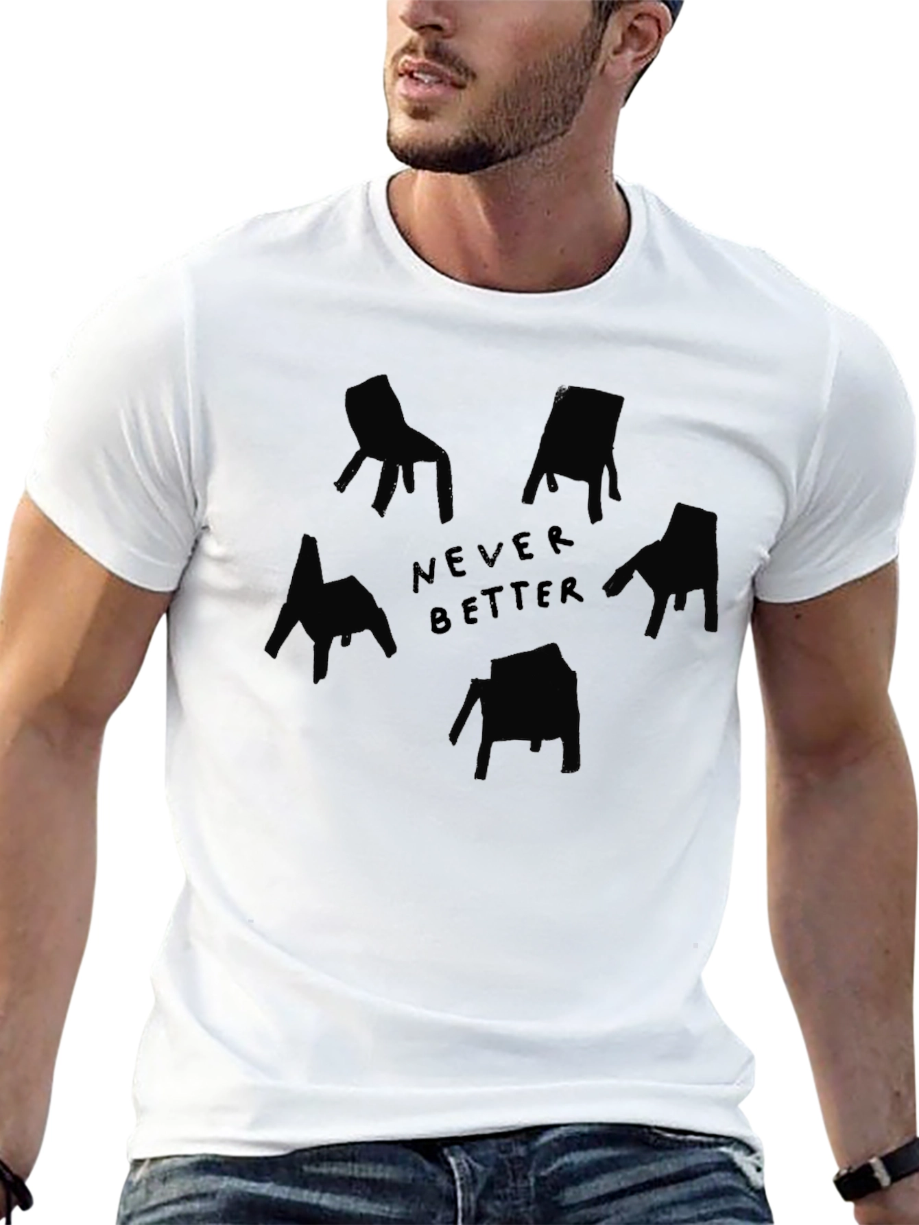 Black Never Better Chair Graphic Black T-Shirt view 13