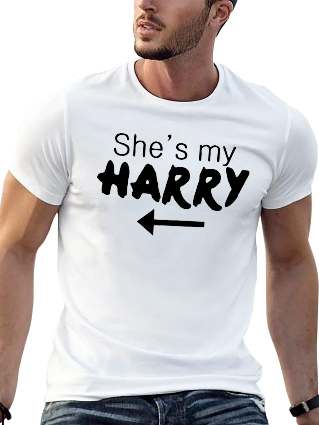Black She's My Harry Graphic T-Shirt - Novelty Couples Tee view 13
