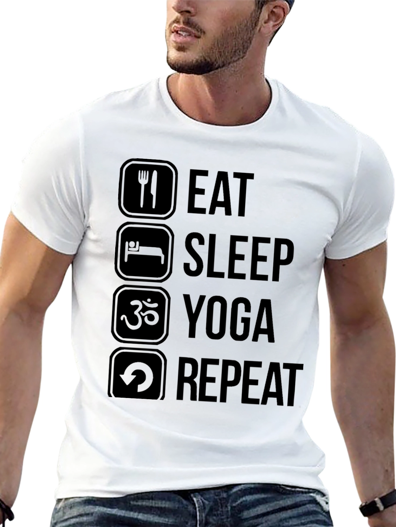 Black Eat Sleep Yoga Repeat Black T-Shirt view 13