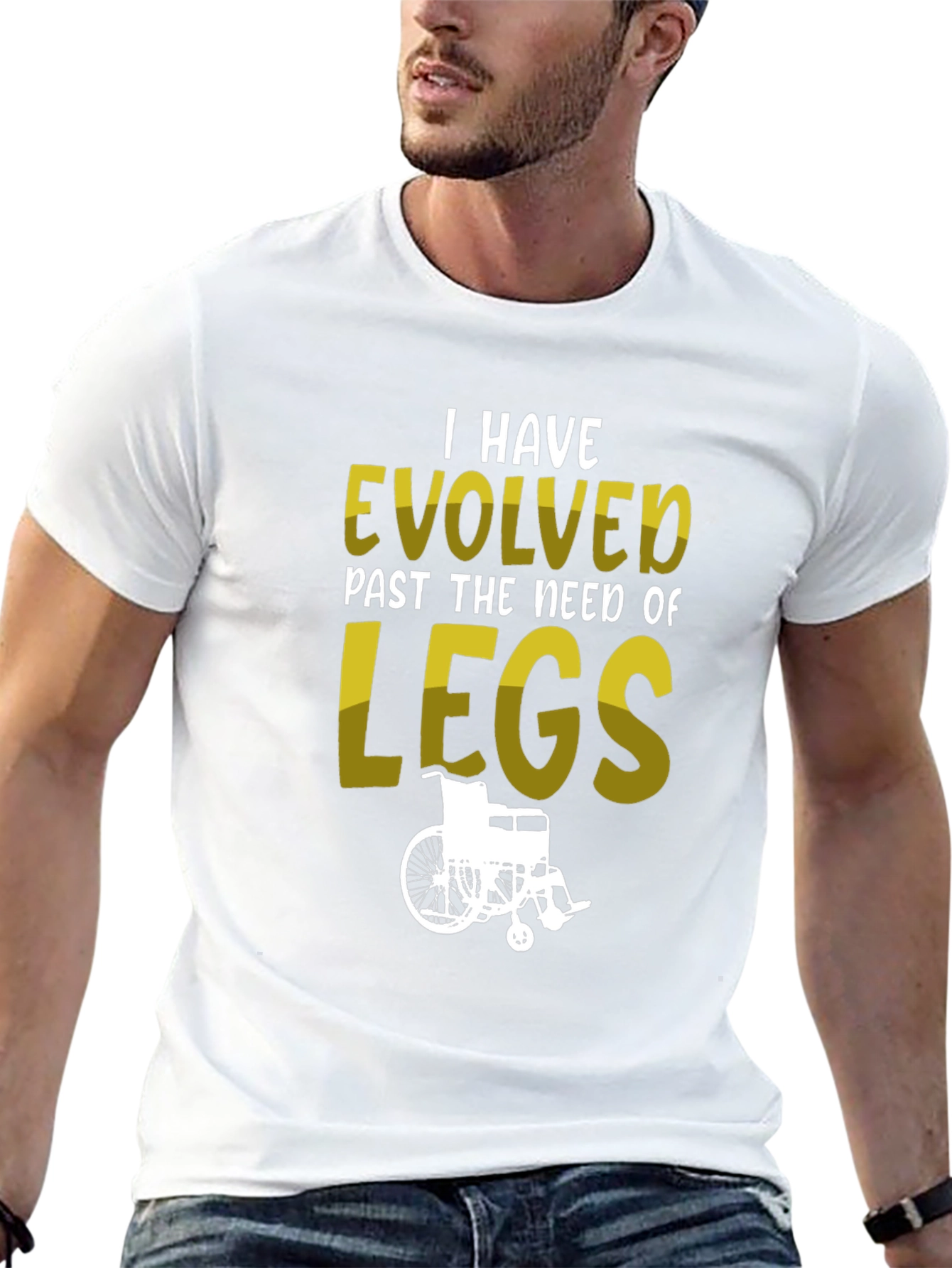 Evolved Past Legs T-Shirt - Wheelchair Humor Tee - 13