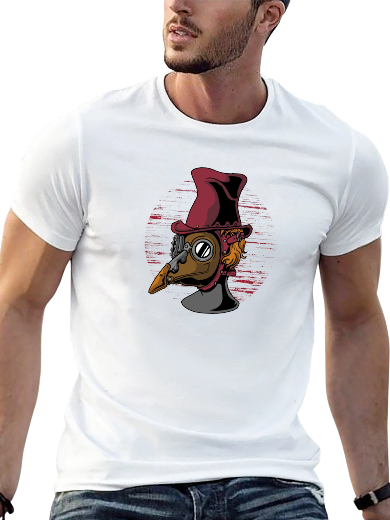 Black Steampunk Plague Doctor T-Shirt - Unique Design view 13