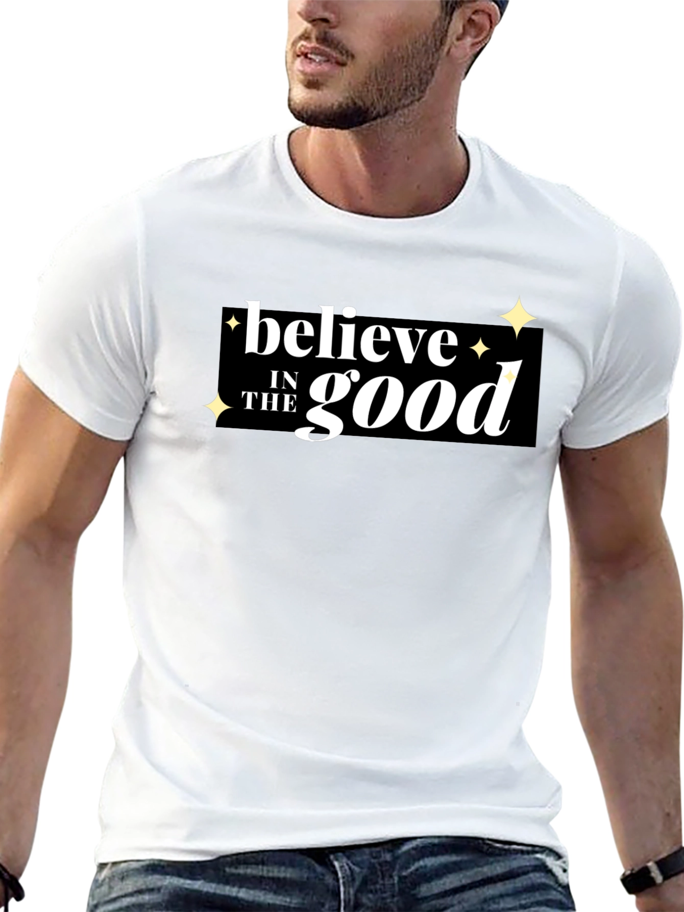 Black Believe in the Good Graphic T-Shirt view 13
