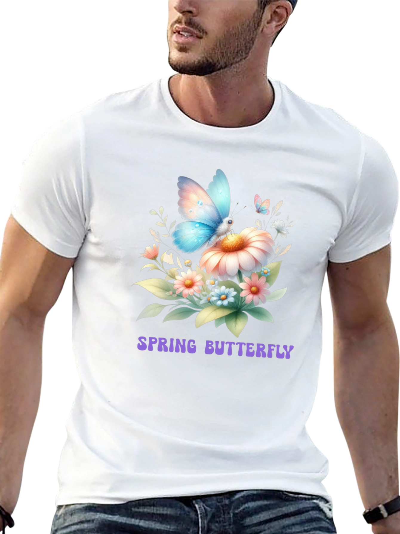Black Spring Butterfly Graphic T-Shirt view 13