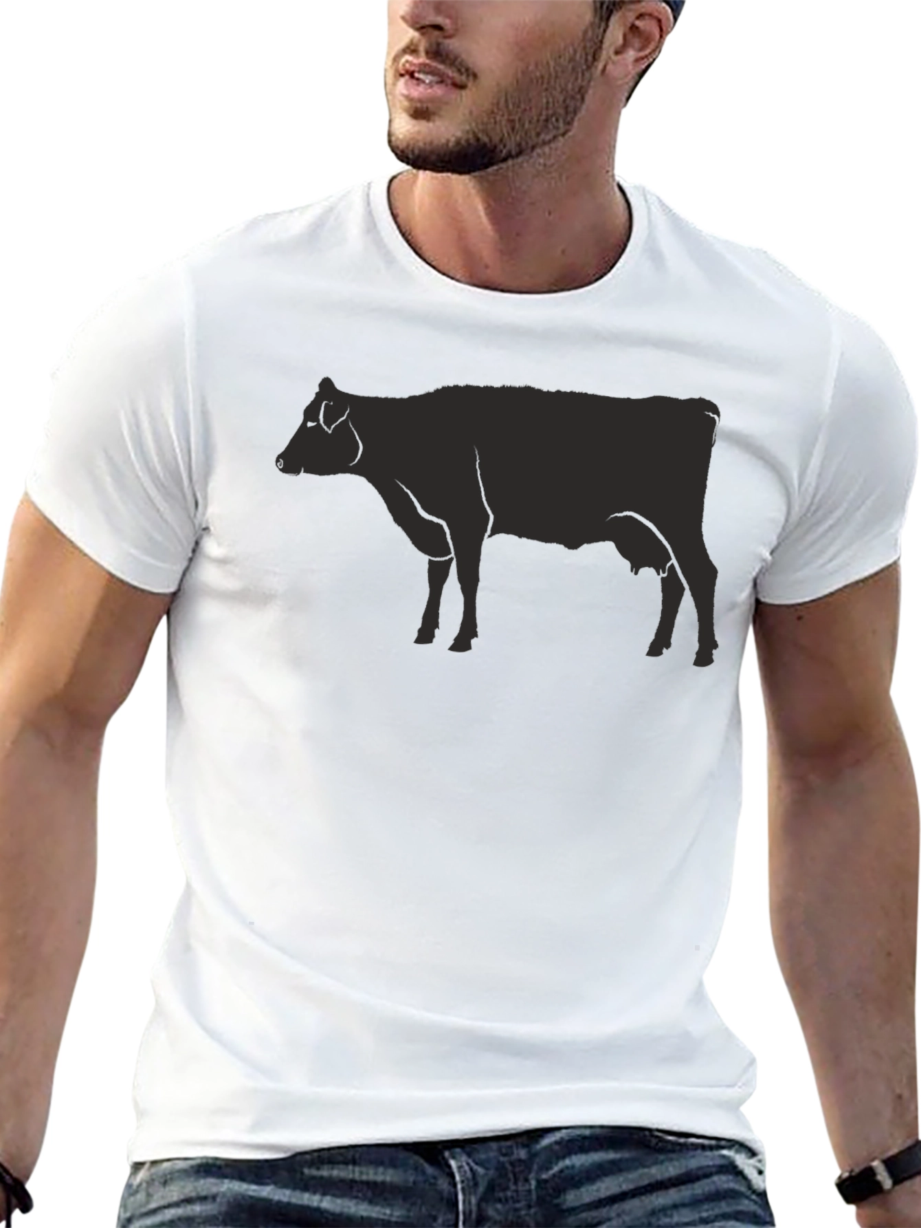 Black Black Cow Graphic Tee - Unisex Casual Top view 13