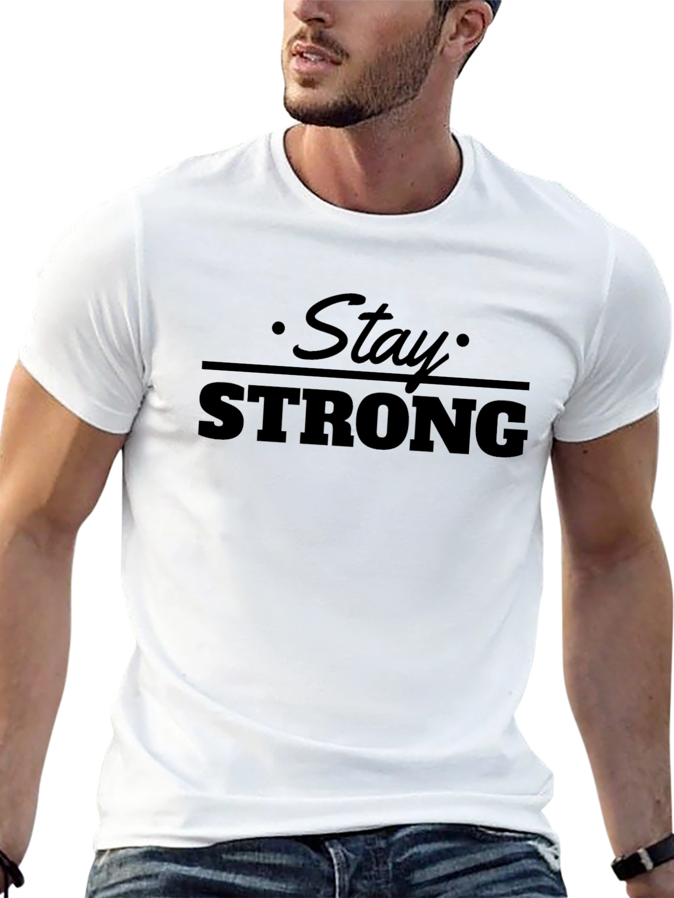 Black Stay Strong Black Graphic T-Shirt view 13