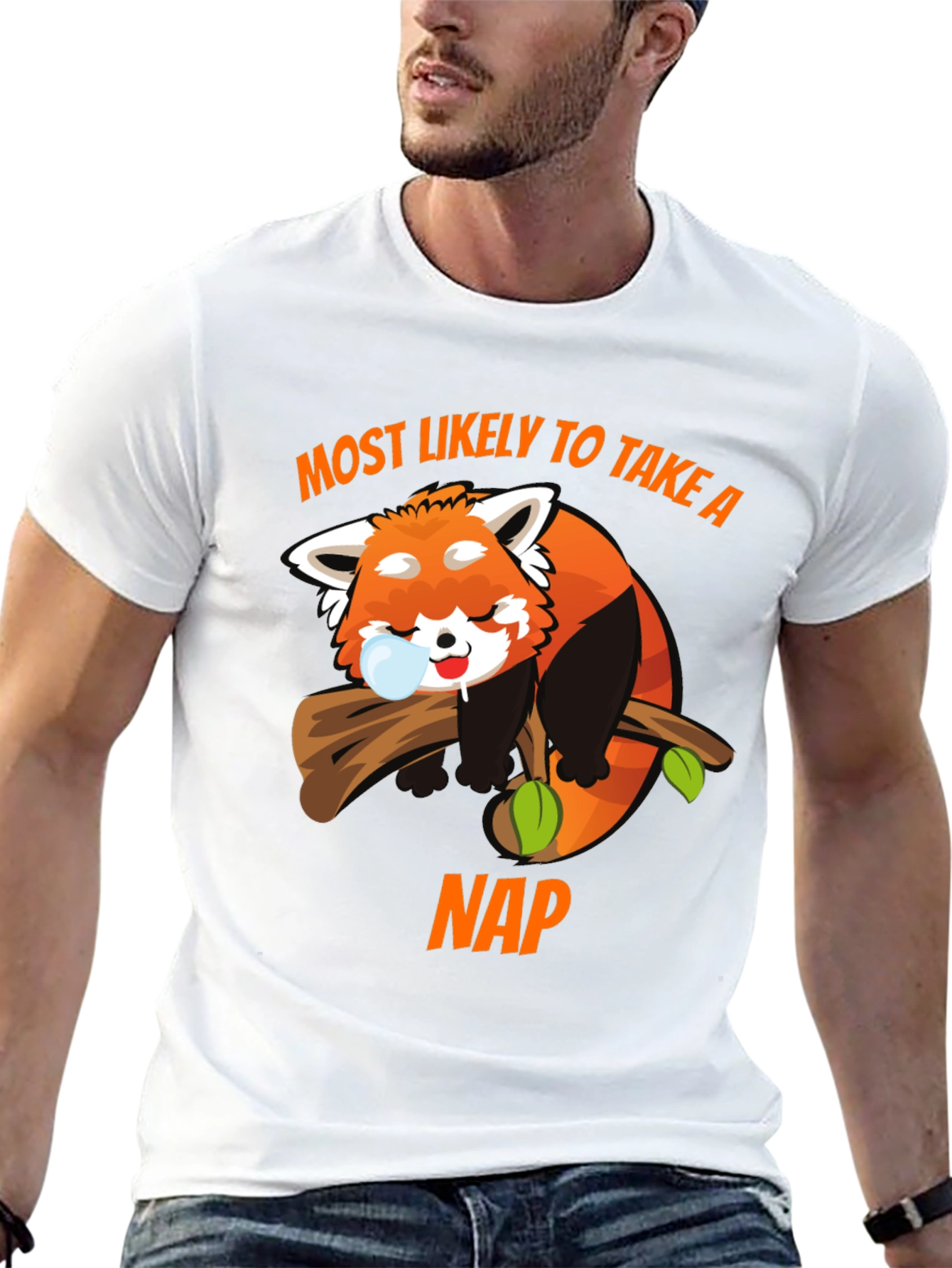 Black Funny Red Panda Nap T-Shirt view 13