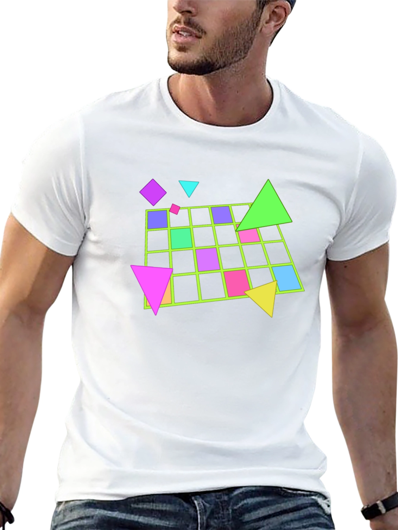 Black Geometric 80s Retro T-Shirt - Black view 13