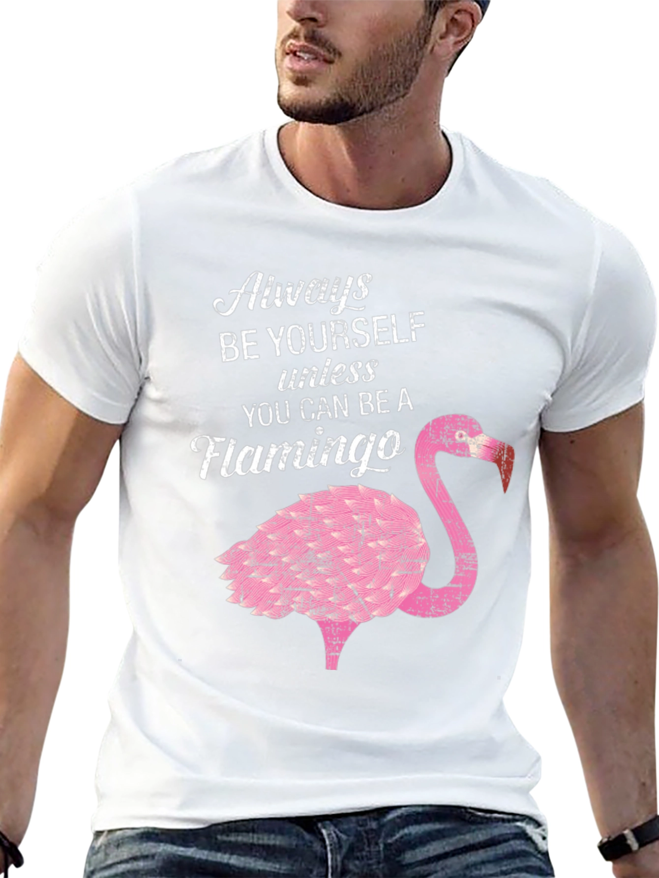 Black Be a Flamingo T-Shirt - Novelty Graphic Tee view 13