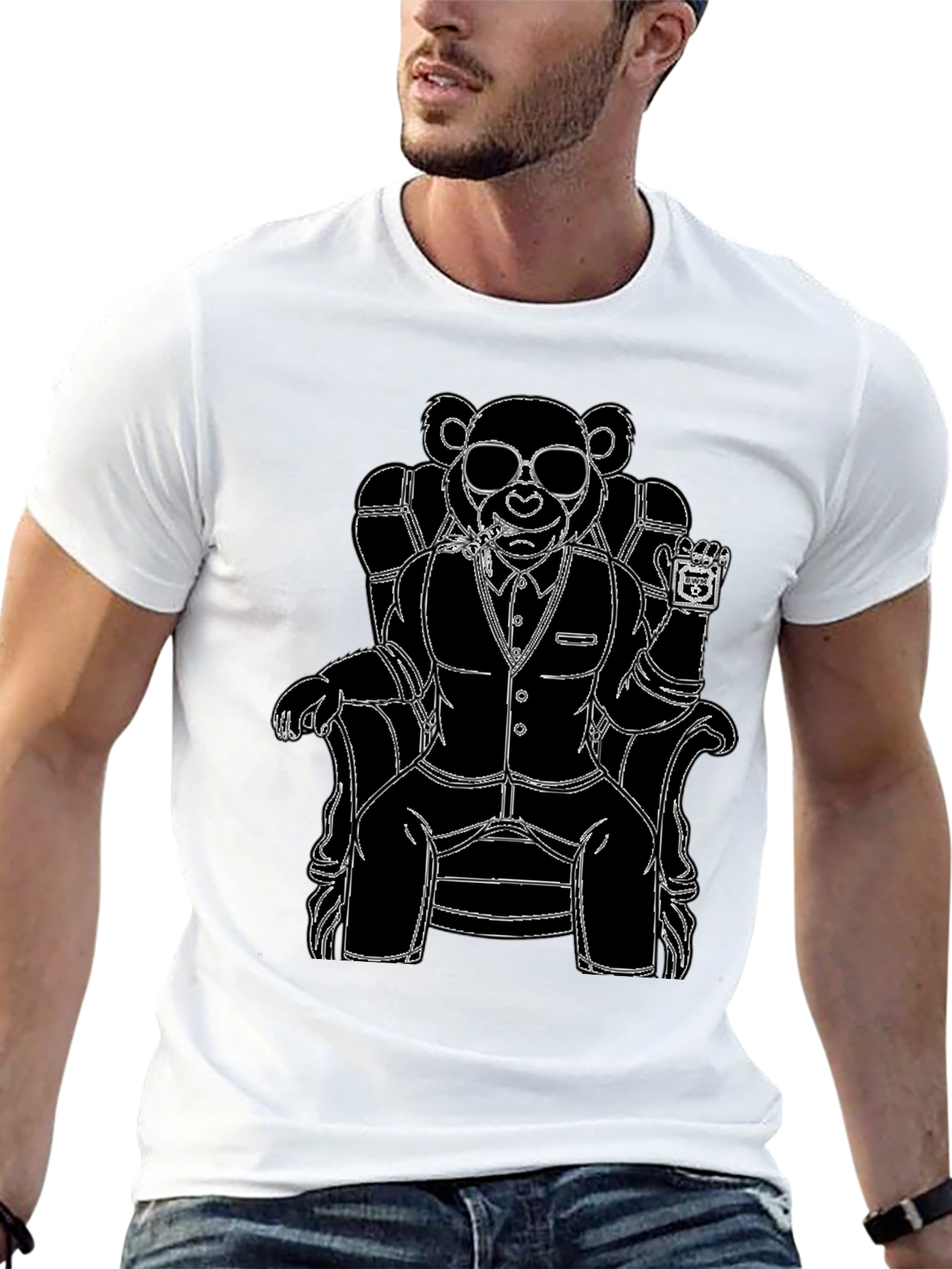 Black Bear Boss T-Shirt - Cool Graphic Tee view 13