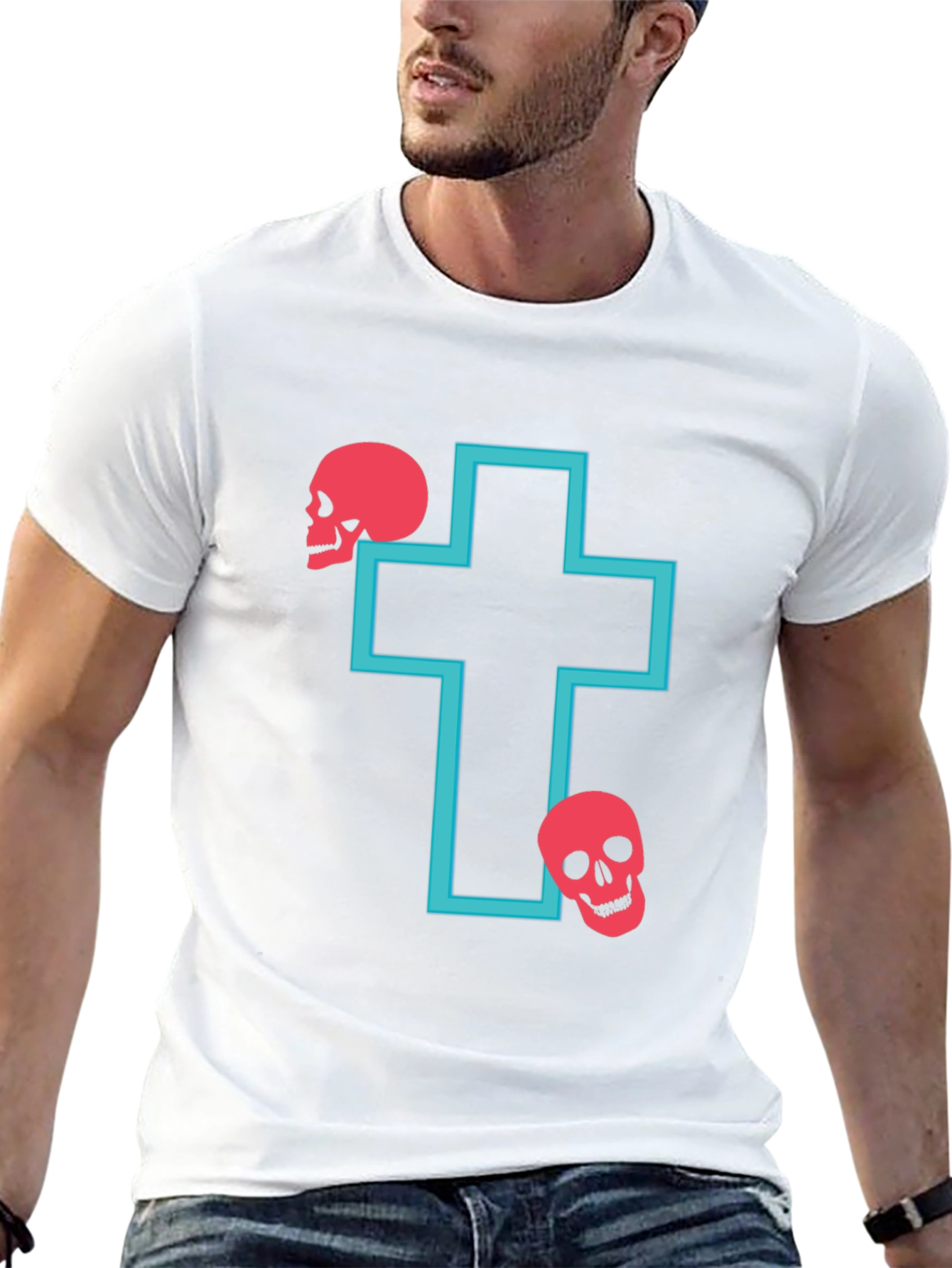 Black Skull Cross Graphic T-Shirt view 13