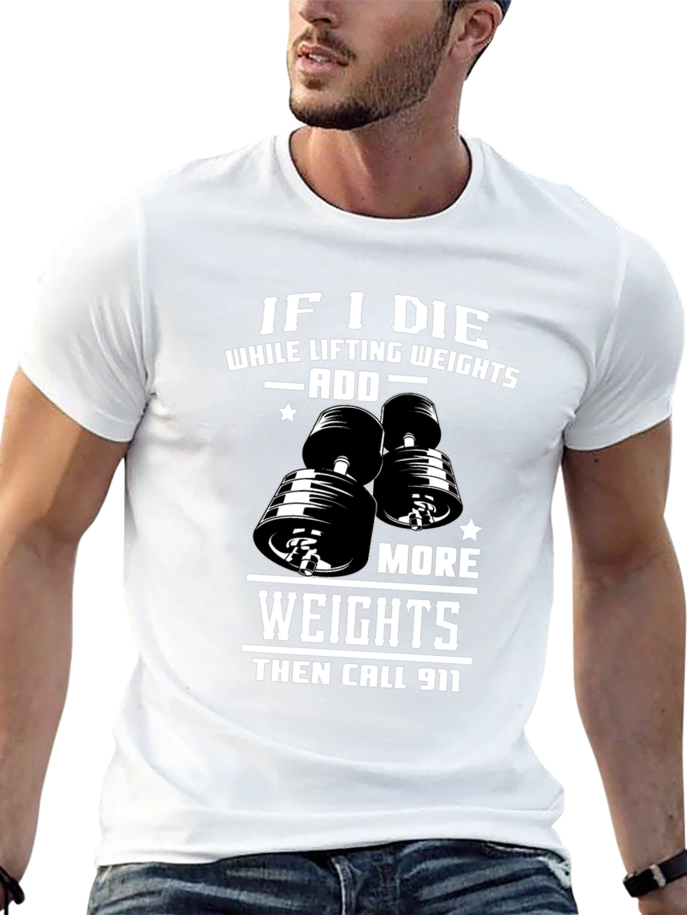 Black Weight Lifting Humor T-Shirt: Add More Weights view 13