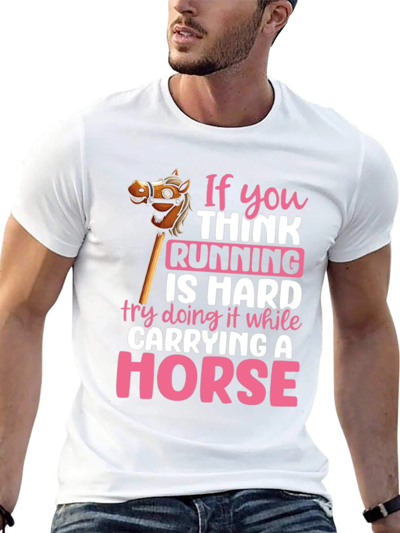 Black Running Is Hard Horse T-Shirt view 13
