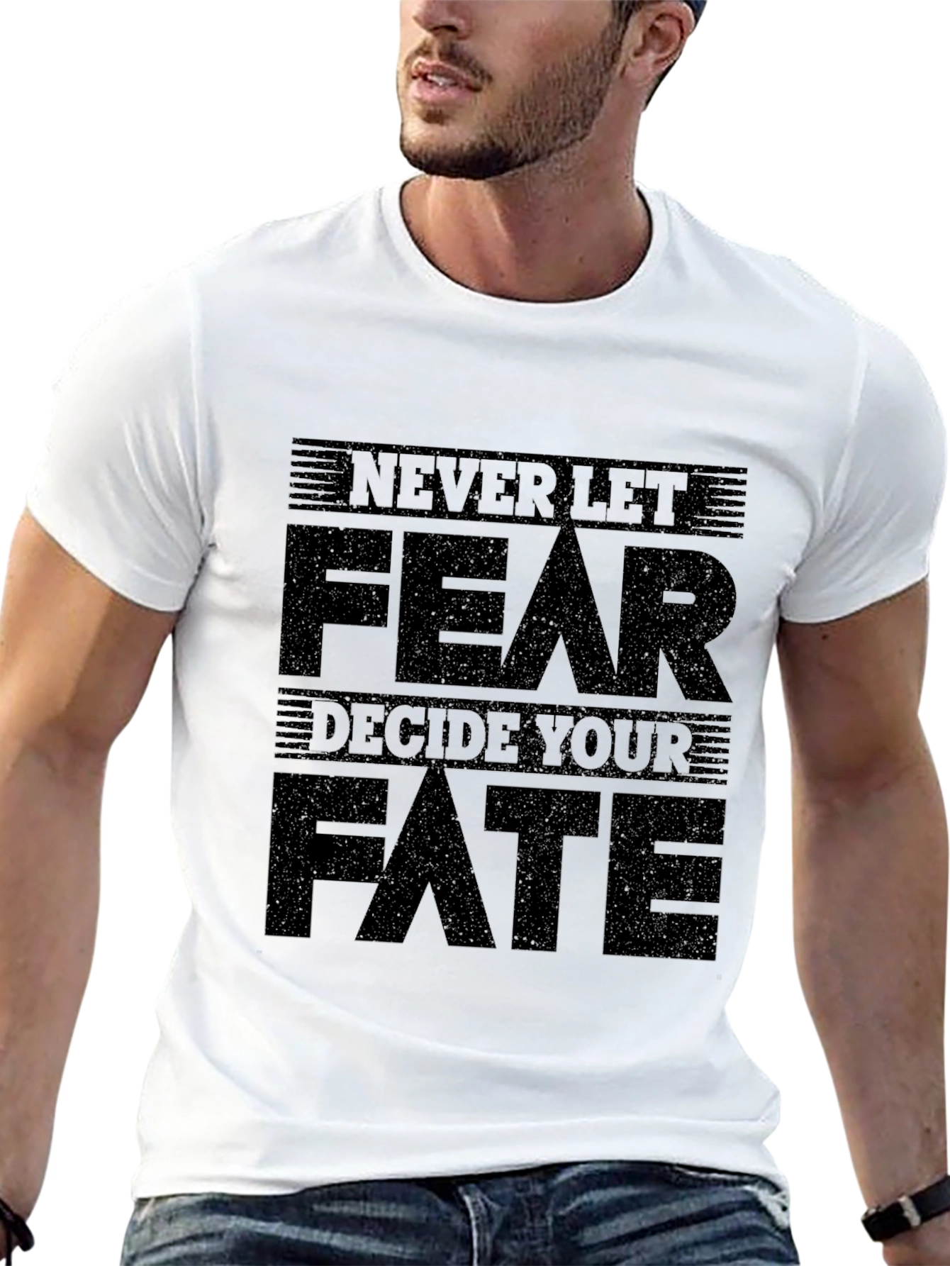 Black Never Let Fear Decide Your Fate Graphic Tee view 13