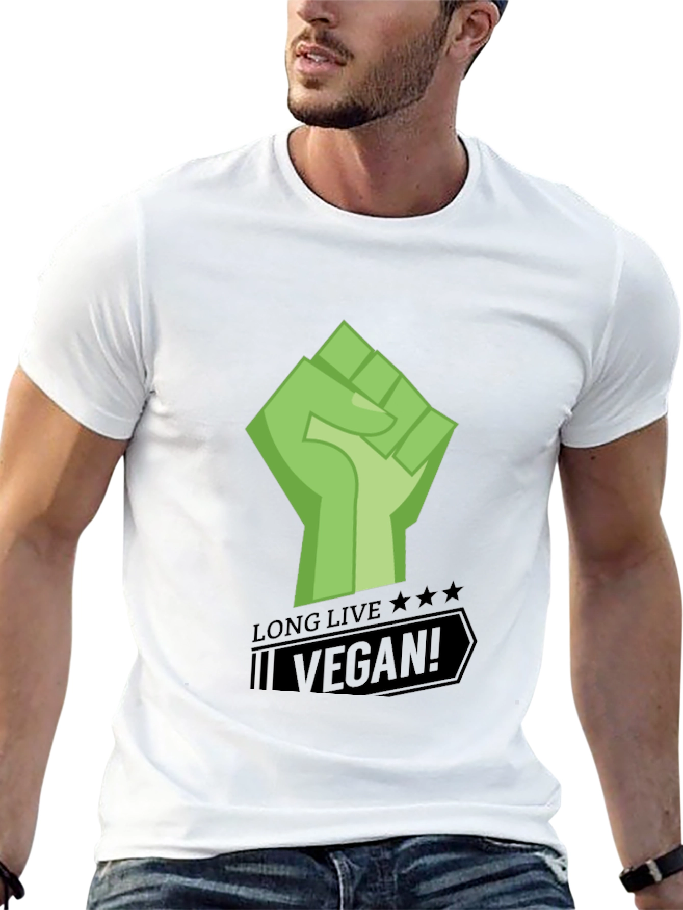 Black Long Live Vegan Graphic Print Black T-Shirt view 13