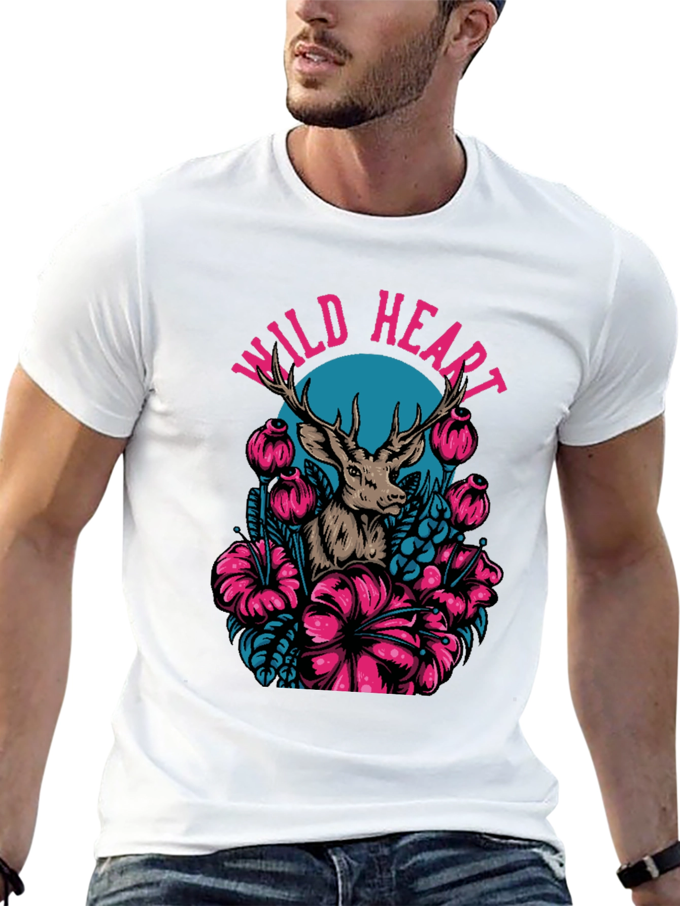 Black Wild Heart Deer Graphic Tee - Black view 13