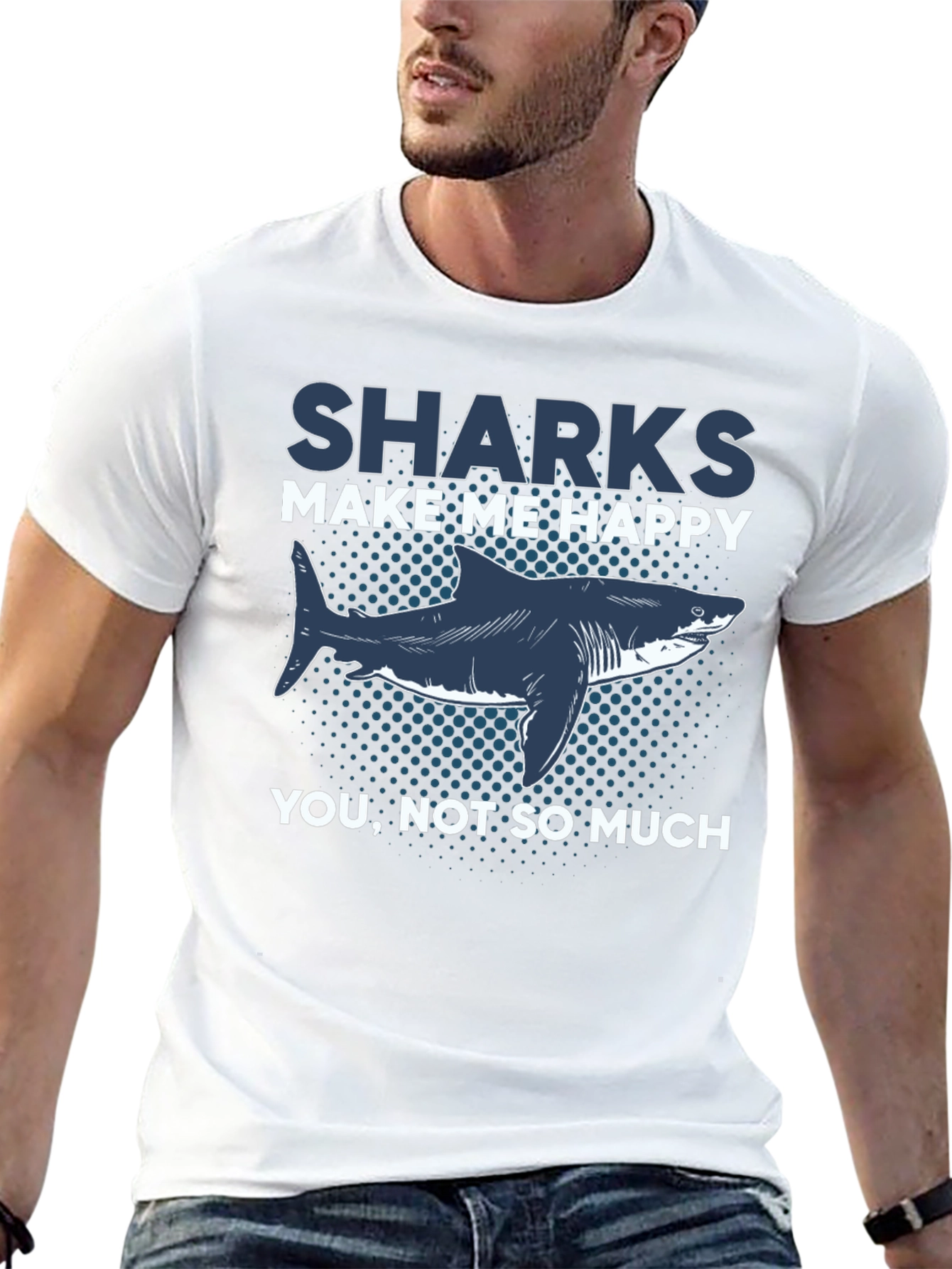 Black Sharks Make Me Happy Graphic T-Shirt view 13