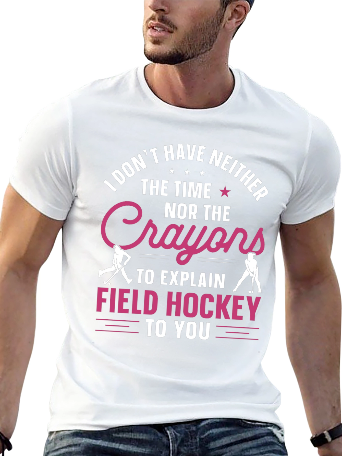 Black Funny Field Hockey T-Shirt - No Time, No Crayons view 13