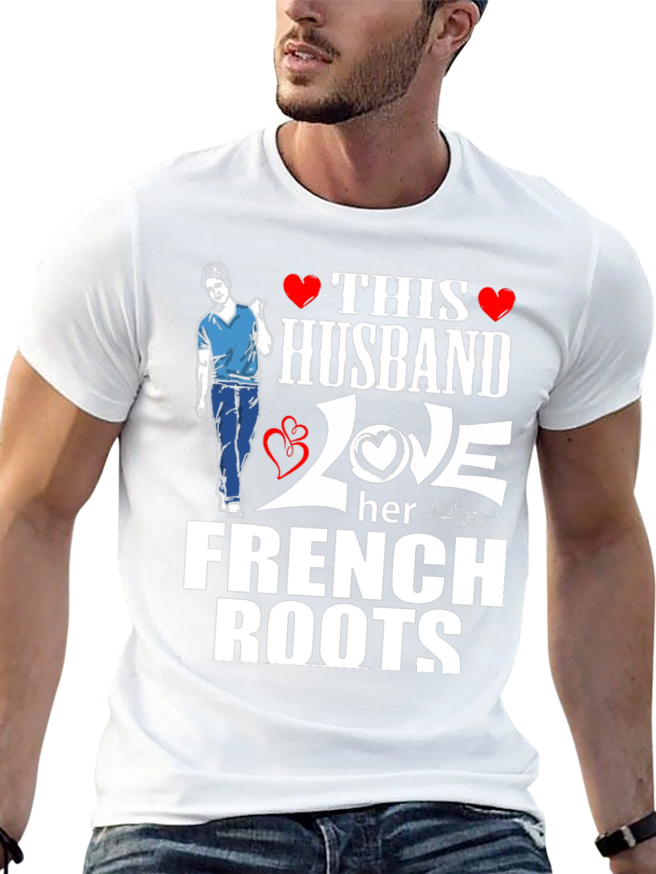 Black Husband Loves French Roots Graphic T-Shirt view 13