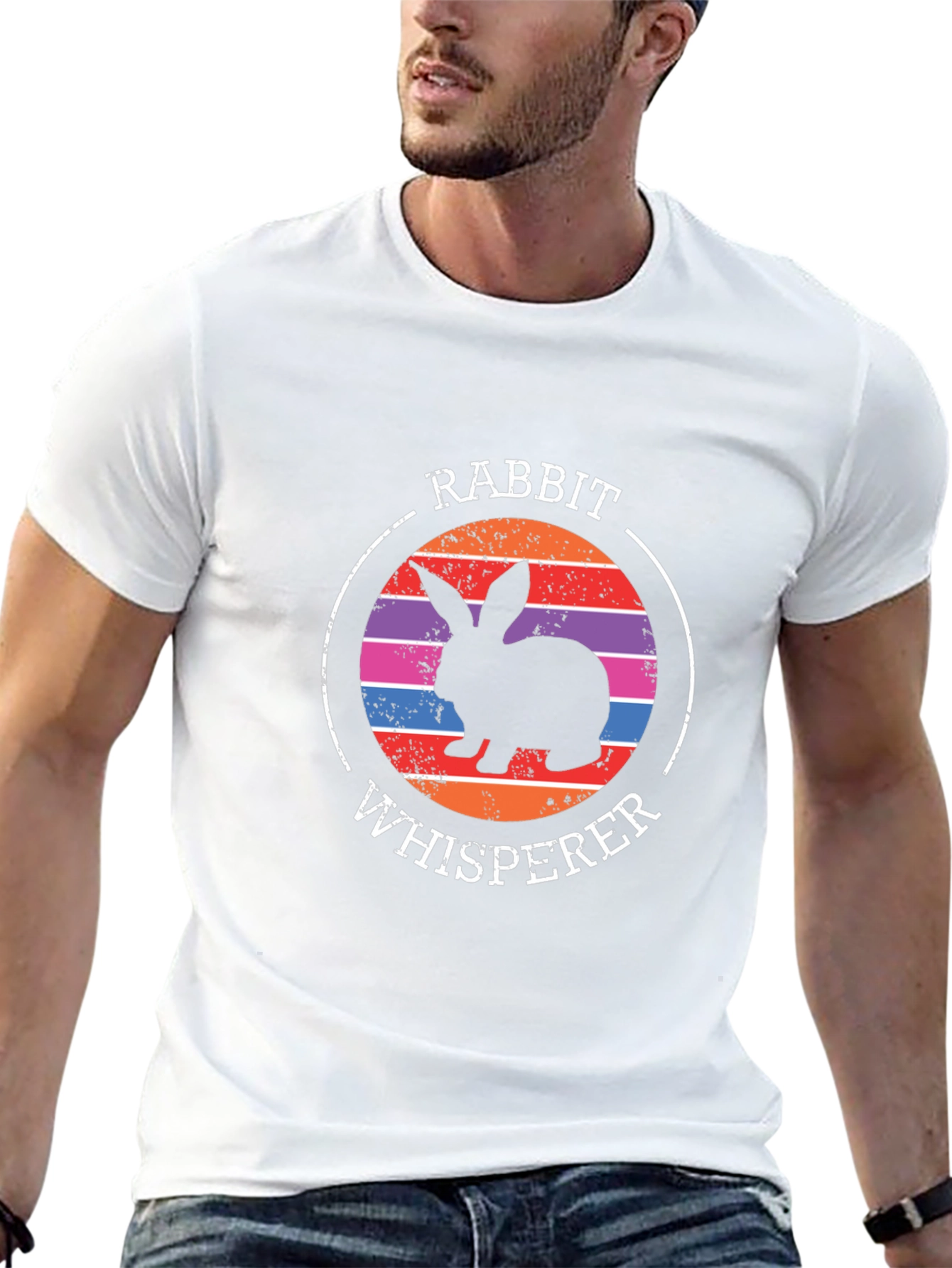 Black Rabbit Whisperer Graphic Tee - Unisex Black T-Shirt view 13