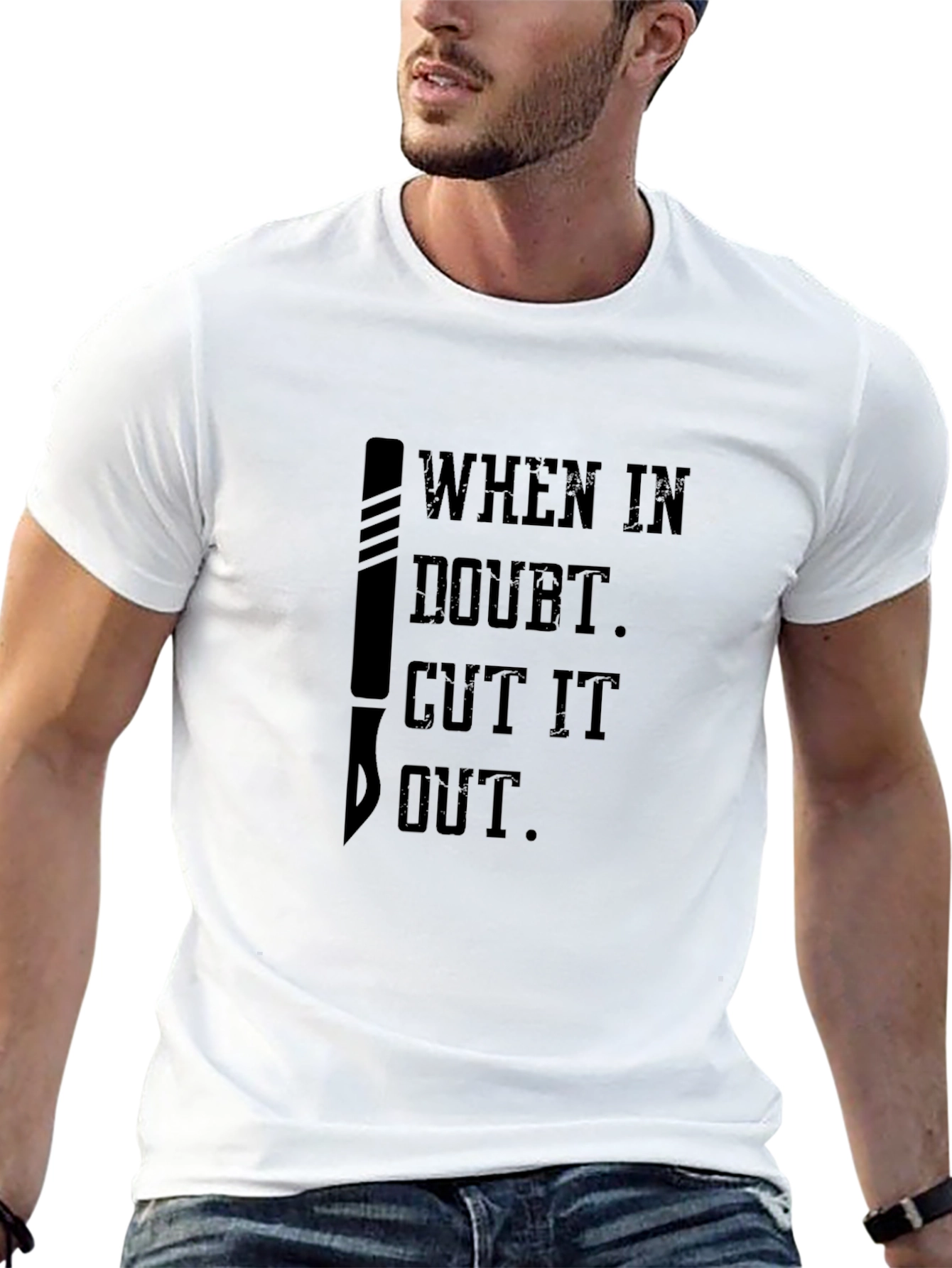 Black When in Doubt Cut it Out T-Shirt view 13