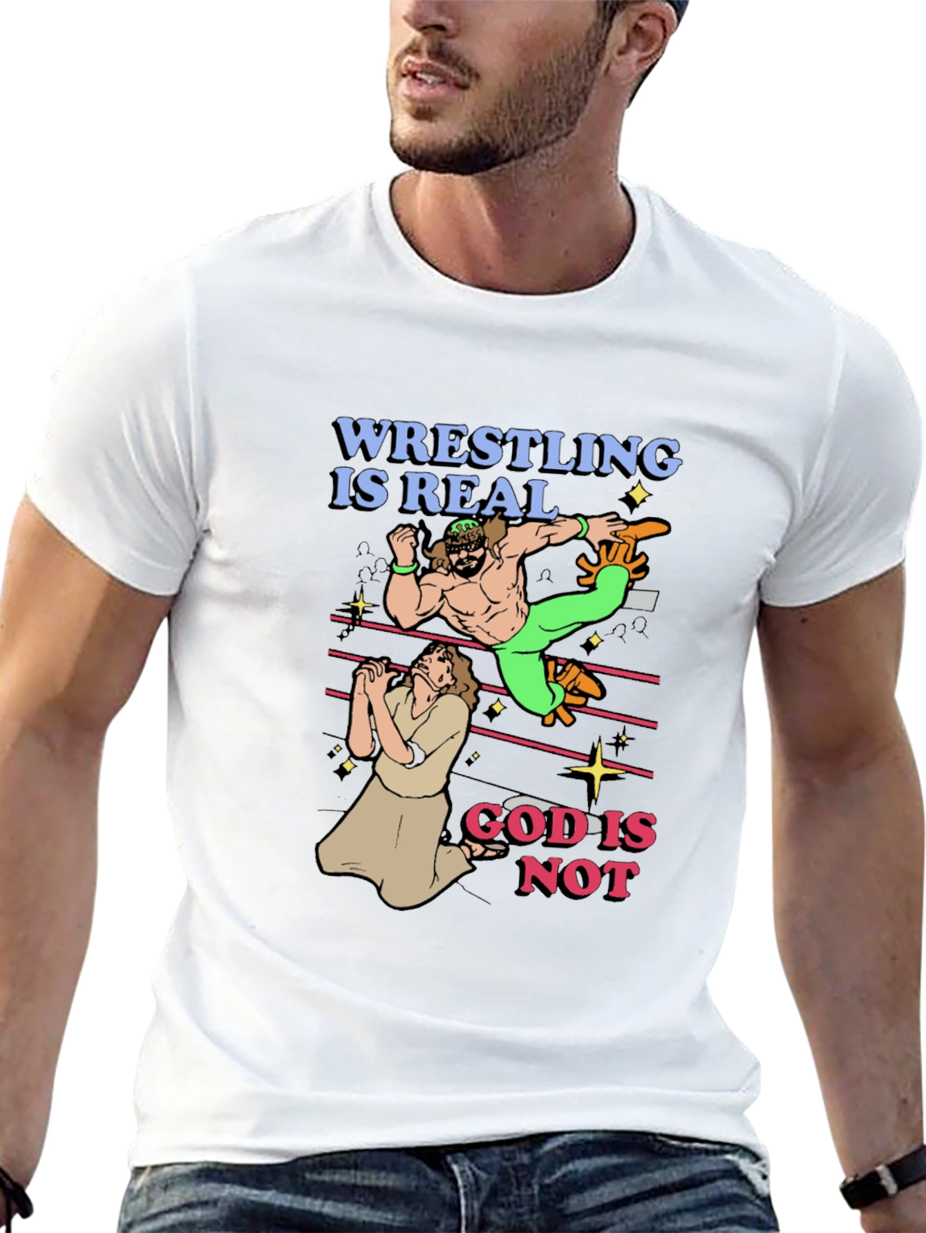 Black Wrestling is Real - Funny Graphic T-Shirt view 13