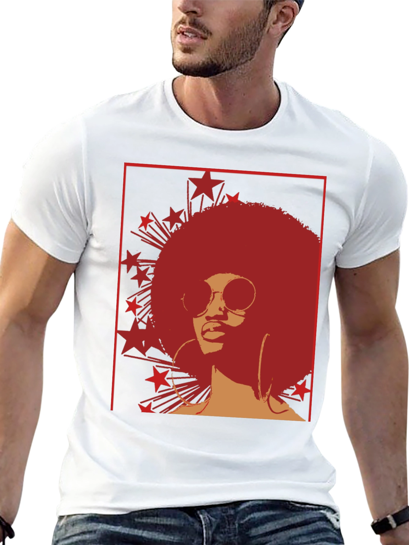 Retro Afro Star Graphic Tee - Cool Vintage Style - 13