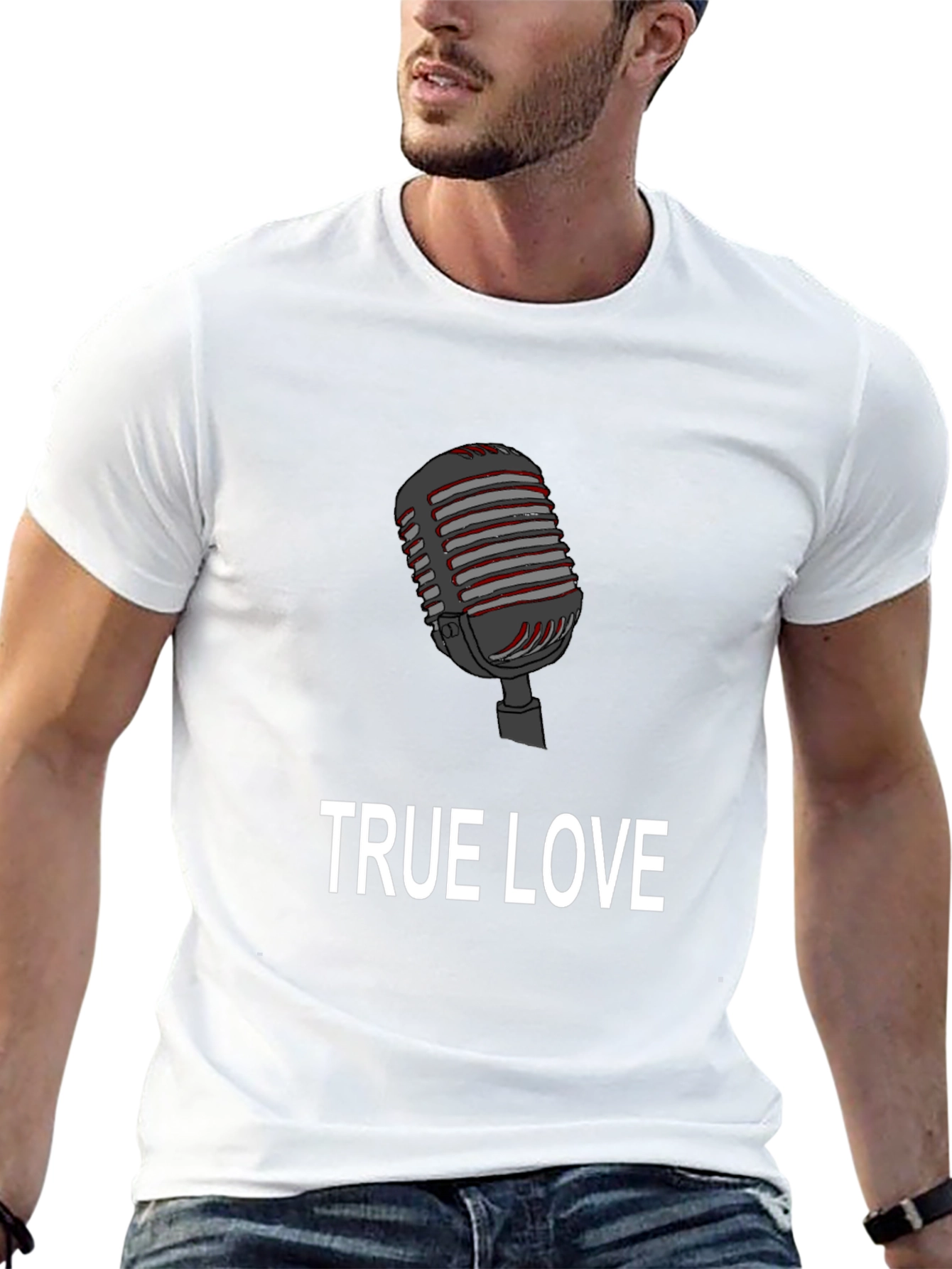 Black True Love Microphone Graphic Tee view 13