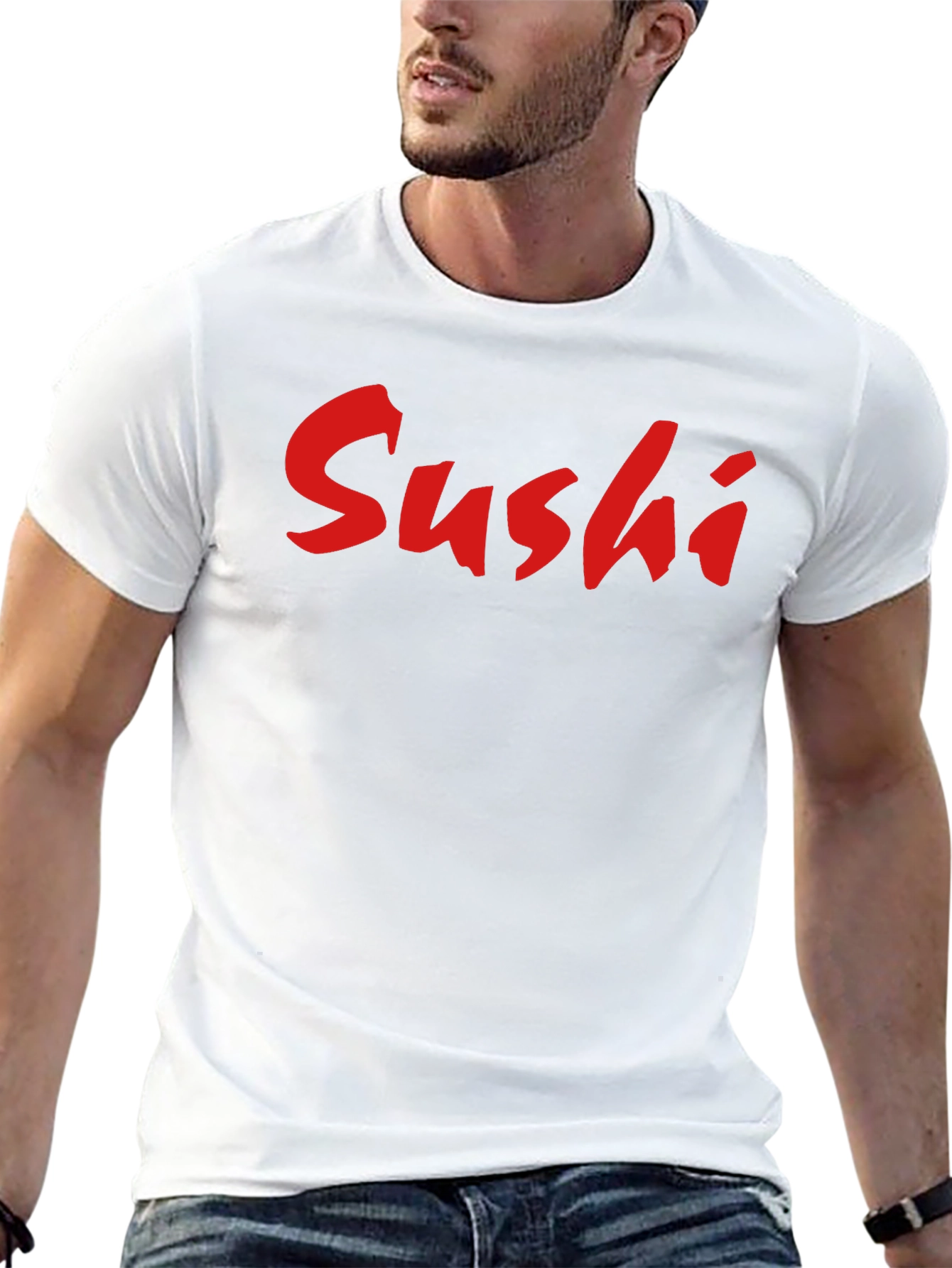Black Sushi Graphic Tee - Black Cotton Blend Casual Wear view 13