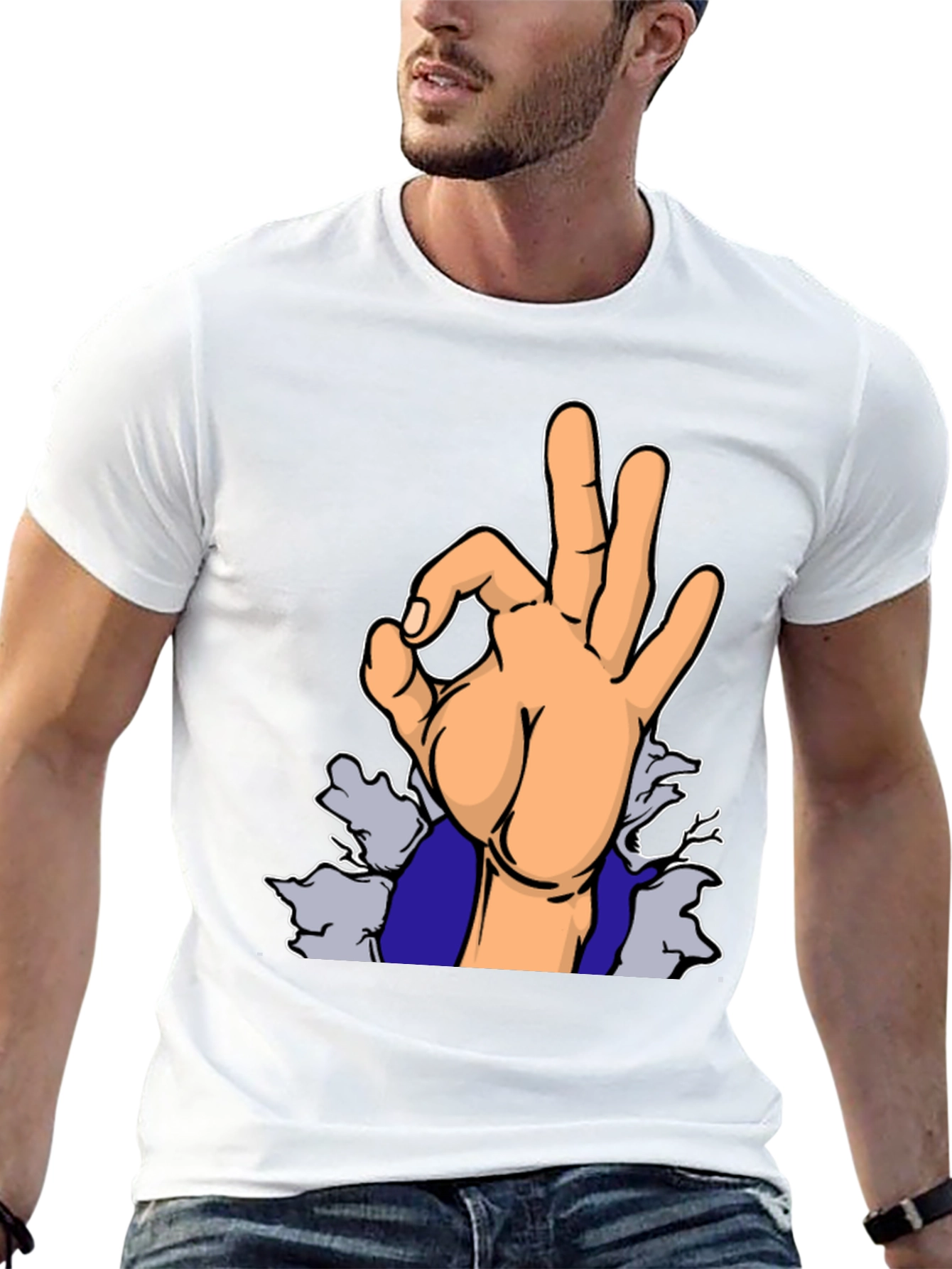 Black "OK" Hand Gesture Graphic T-Shirt view 13