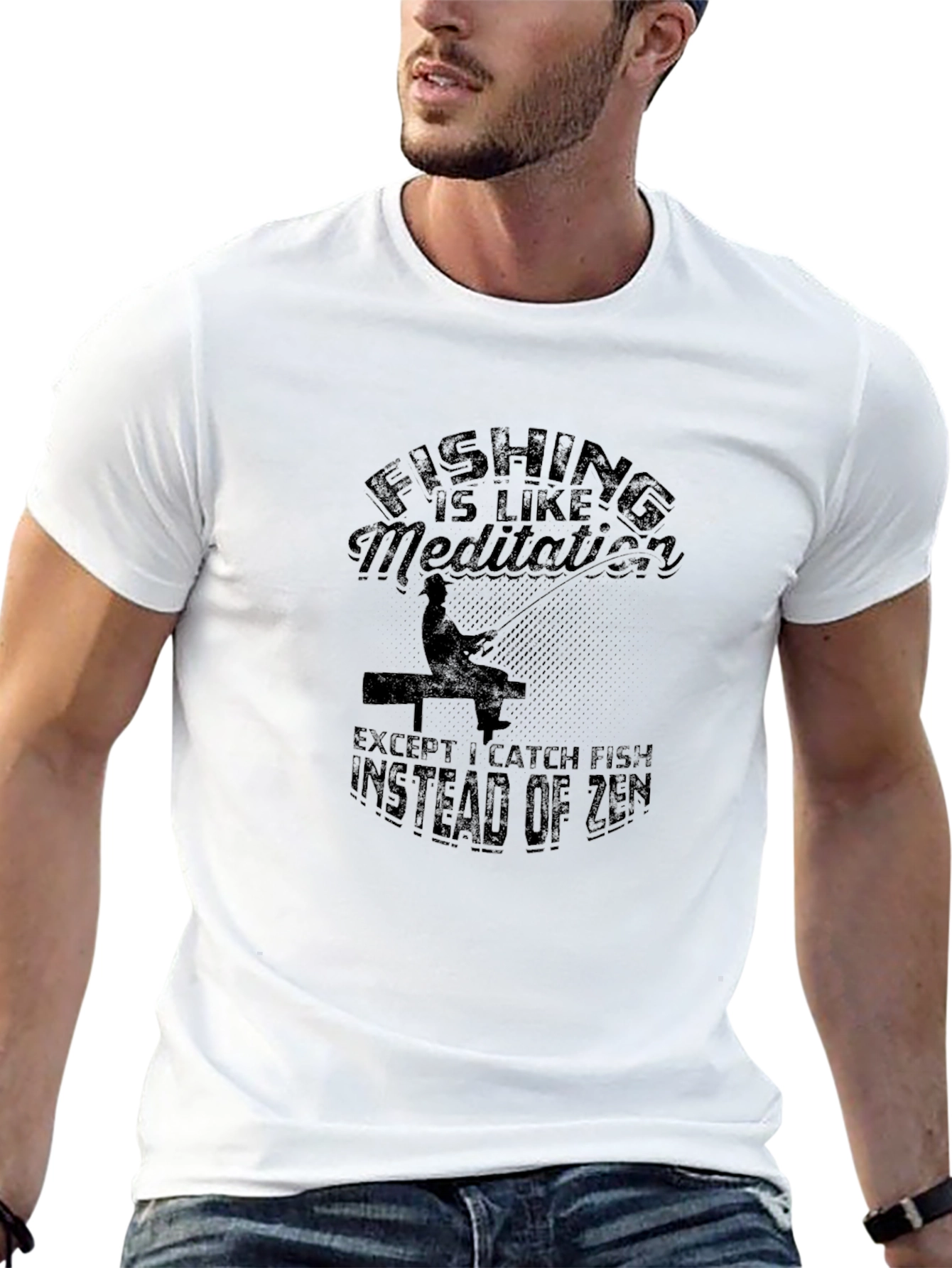 Black Fishing Meditation Graphic Tee - Black view 13