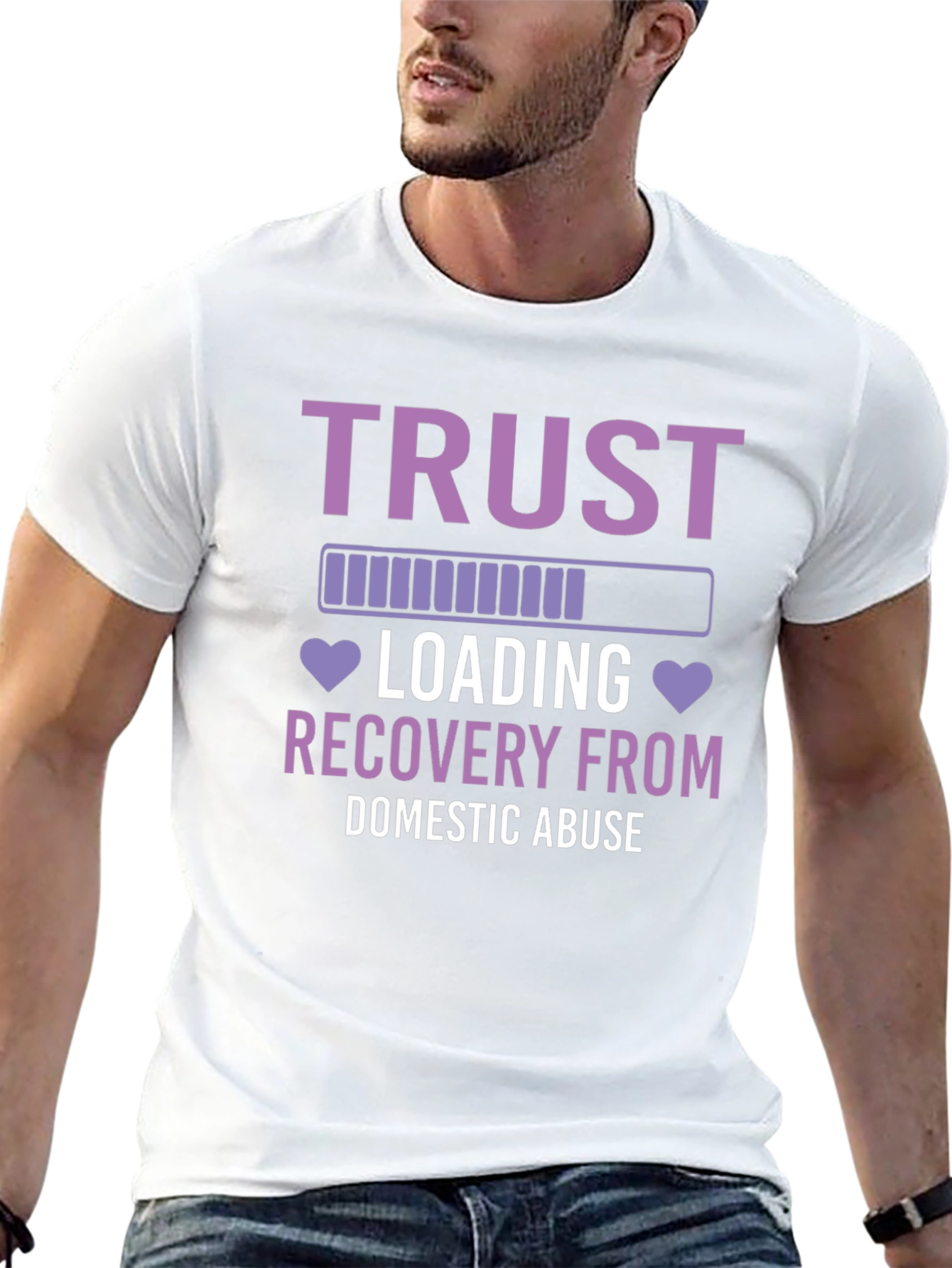 Black Trust Recovery Tee: Domestic Abuse Awareness view 13