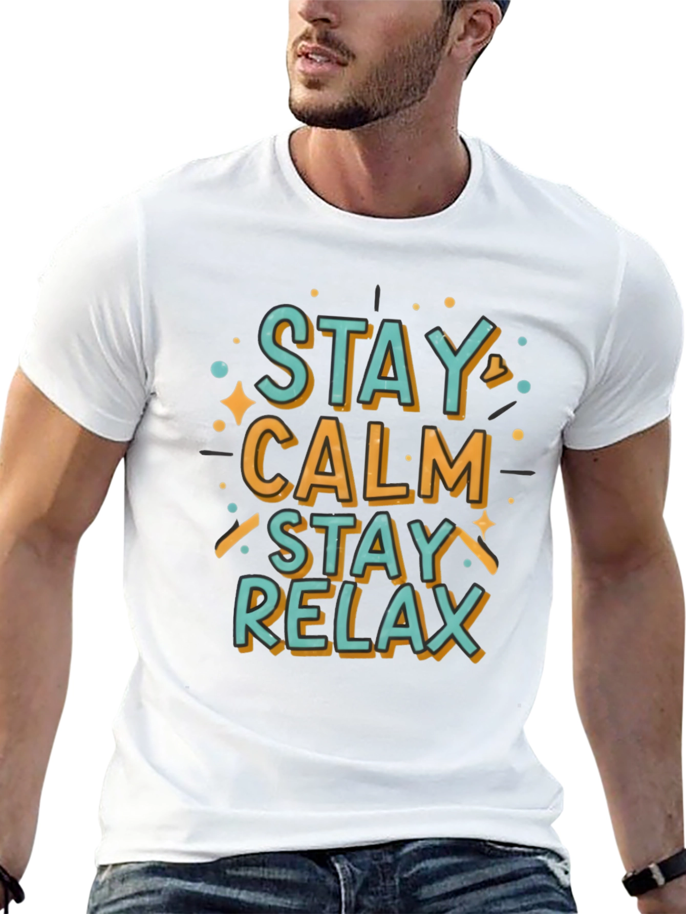 Black Stay Calm Relax Graphic Tee - Casual Comfort view 13